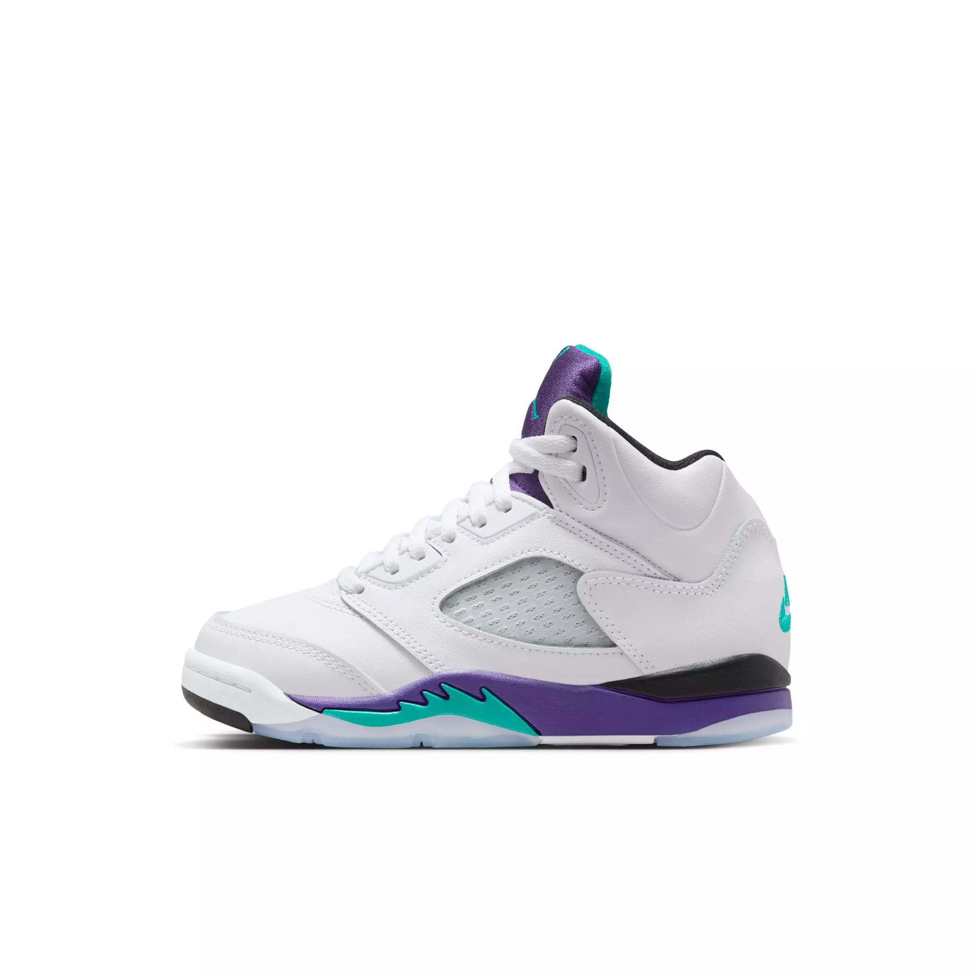 Jordan 5 Retro "Grape" Preschool Kids' Shoe - WHITE/NEW EMERALD/GRAPE ICE