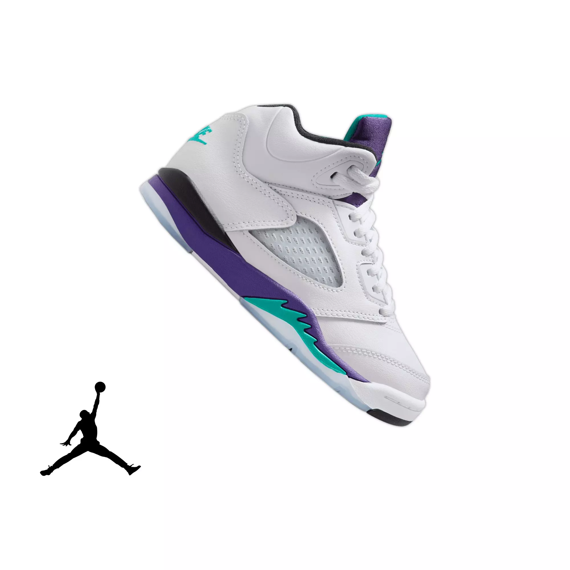 Jordan 5 Retro "Grape" Preschool Kids' Shoe - WHITE/NEW EMERALD/GRAPE ICE