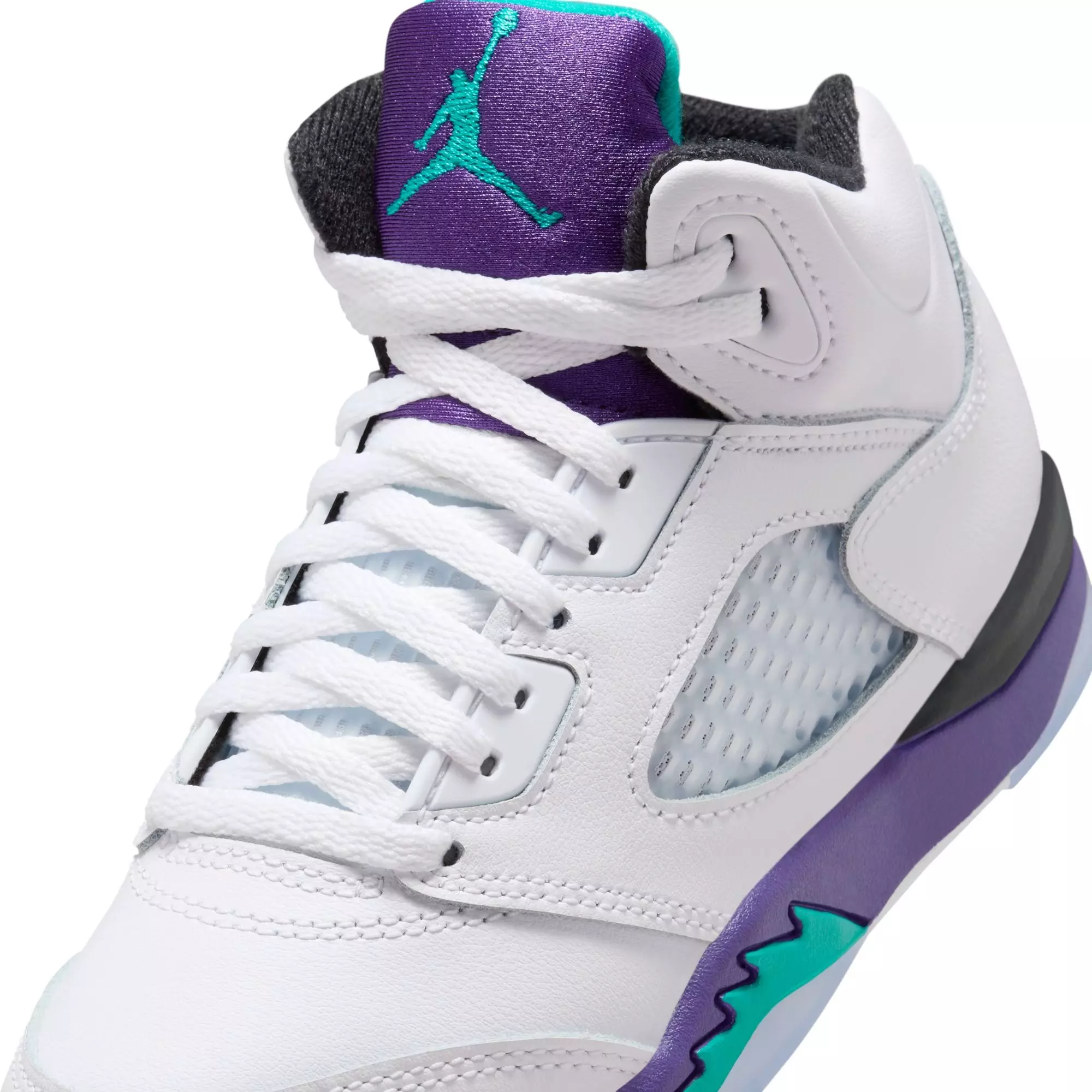 Jordan 5 Retro "Grape" Preschool Kids' Shoe - WHITE/NEW EMERALD/GRAPE ICE