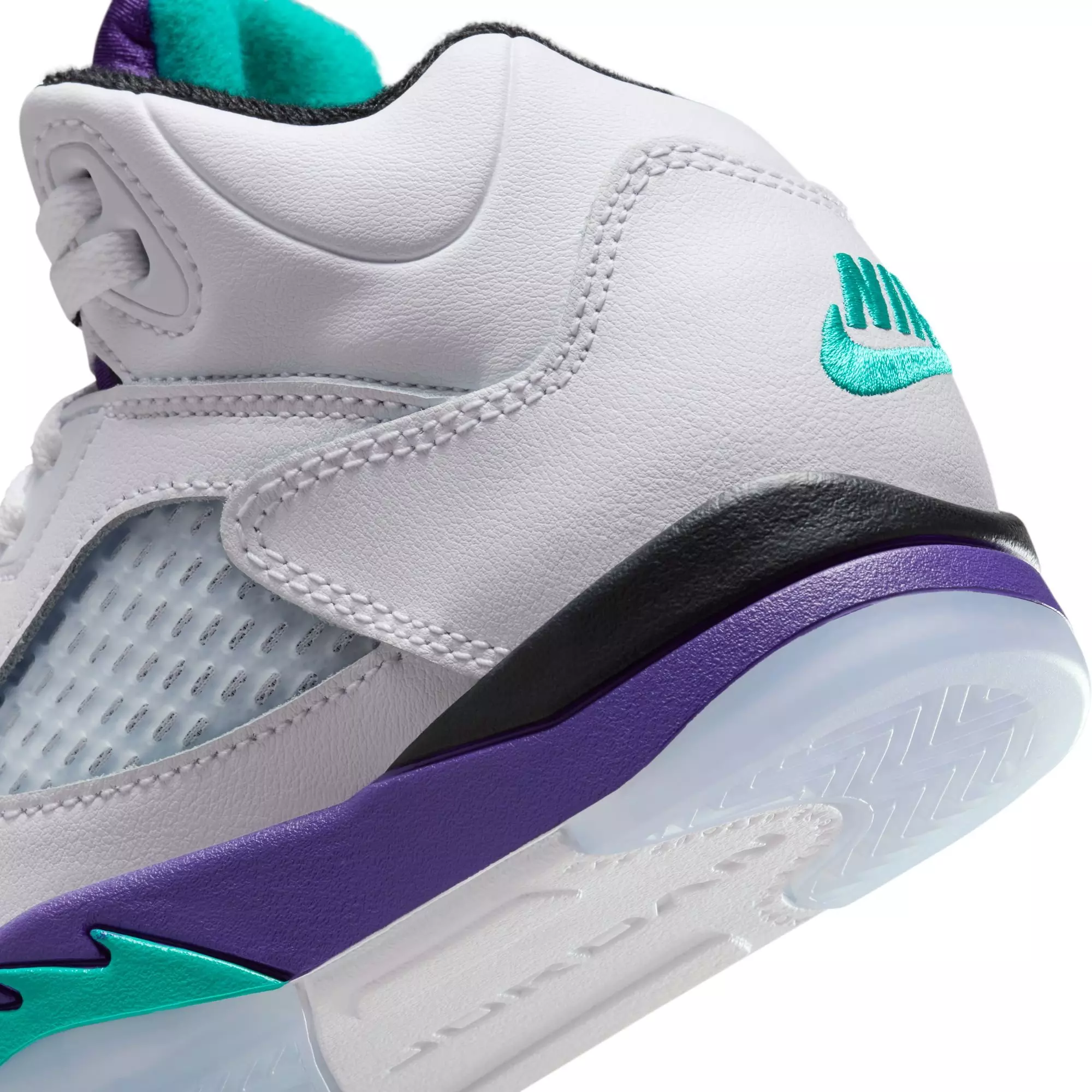 Jordan 5 Retro "Grape" Preschool Kids' Shoe - WHITE/NEW EMERALD/GRAPE ICE