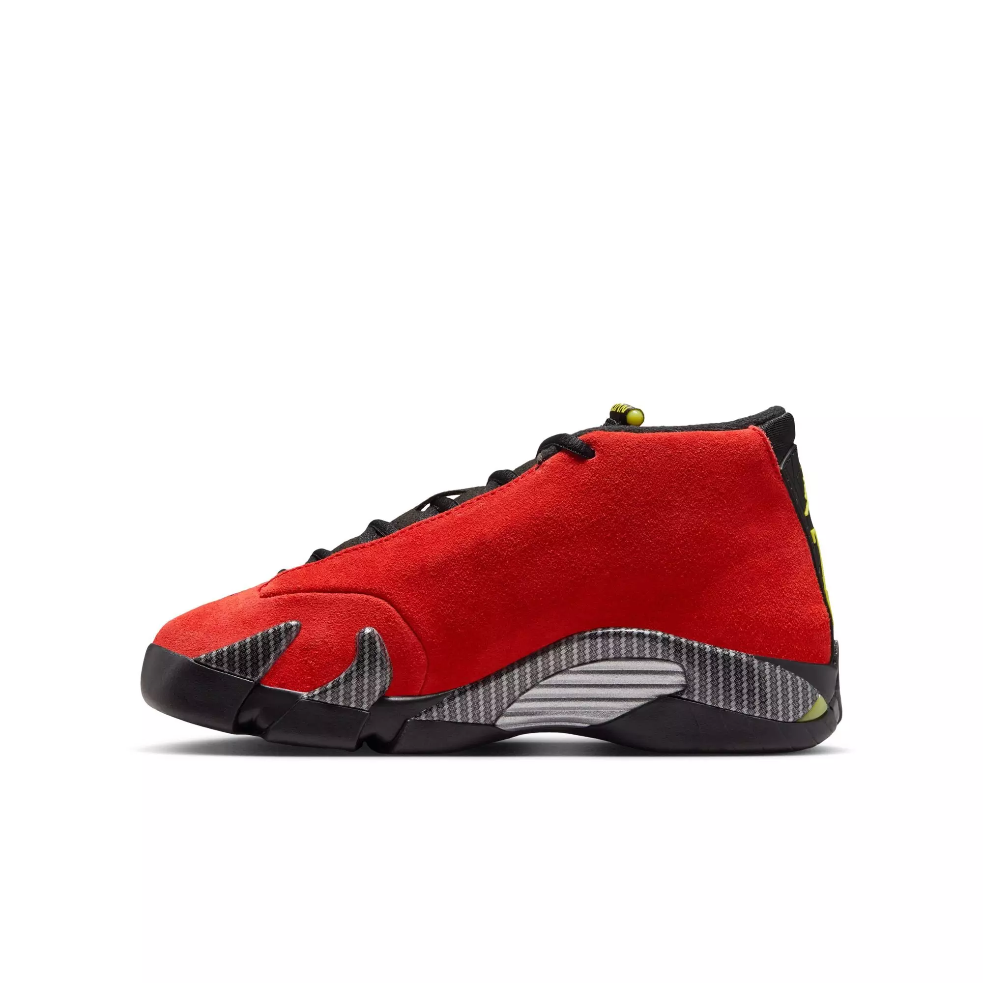 Jordan 14 Retro "Challenge Red" Grade School Kids' Shoe - CHALLENGE RED/BLACK/VIBRANT YELLOW