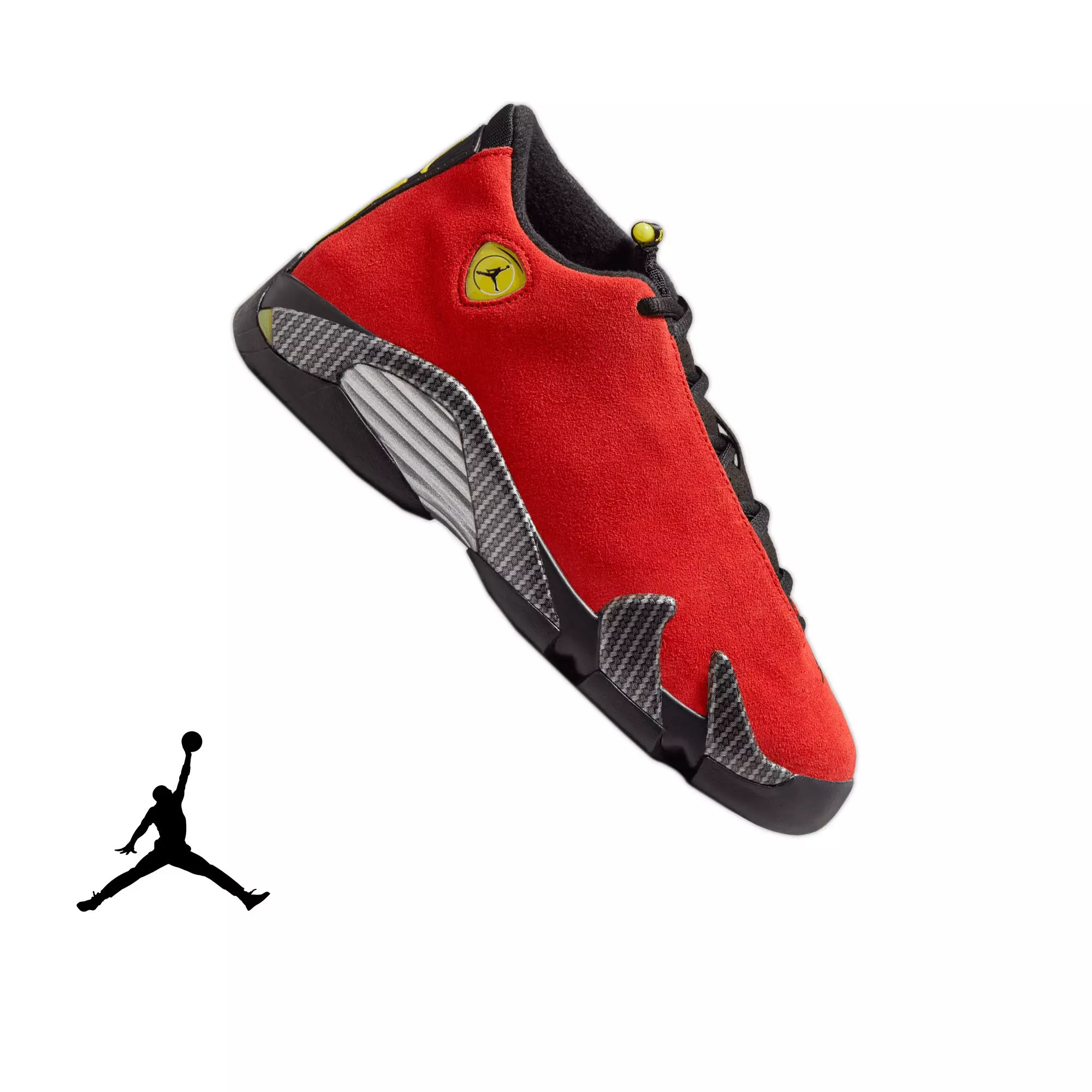 Jordan 14 Retro "Ferrari" Grade School Kids' Shoe - CHALLENGE RED/BLACK/VIBRANT YELLOW
