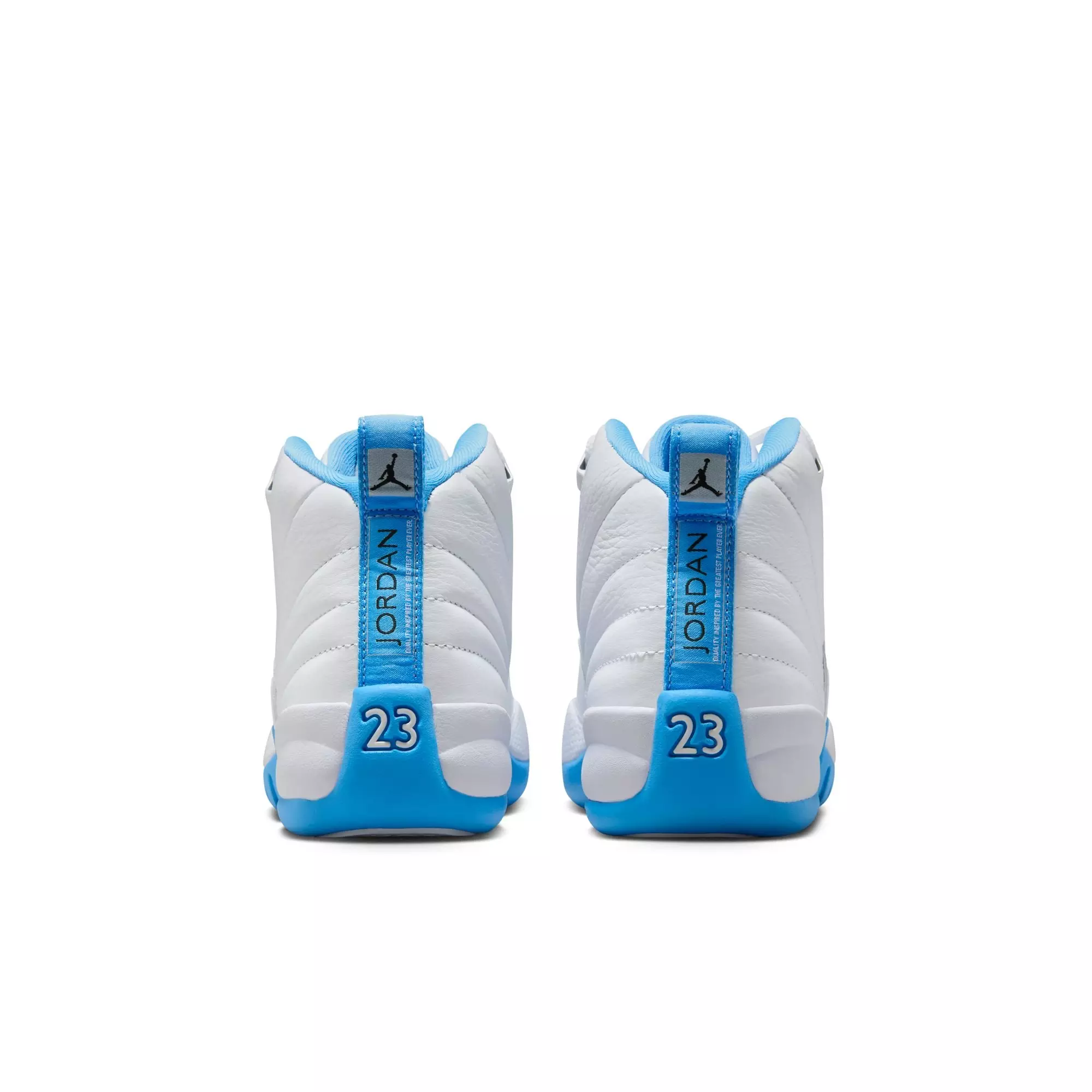 Jordan 12 Retro "White and University Blue" Grade School Kids' Shoe - WHITE/BLUE