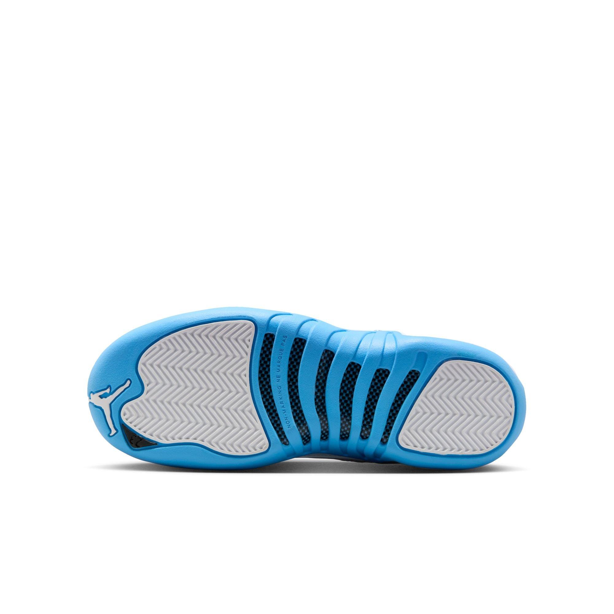 Jordan 12 Retro "White and University Blue" Grade School Kids' Shoe