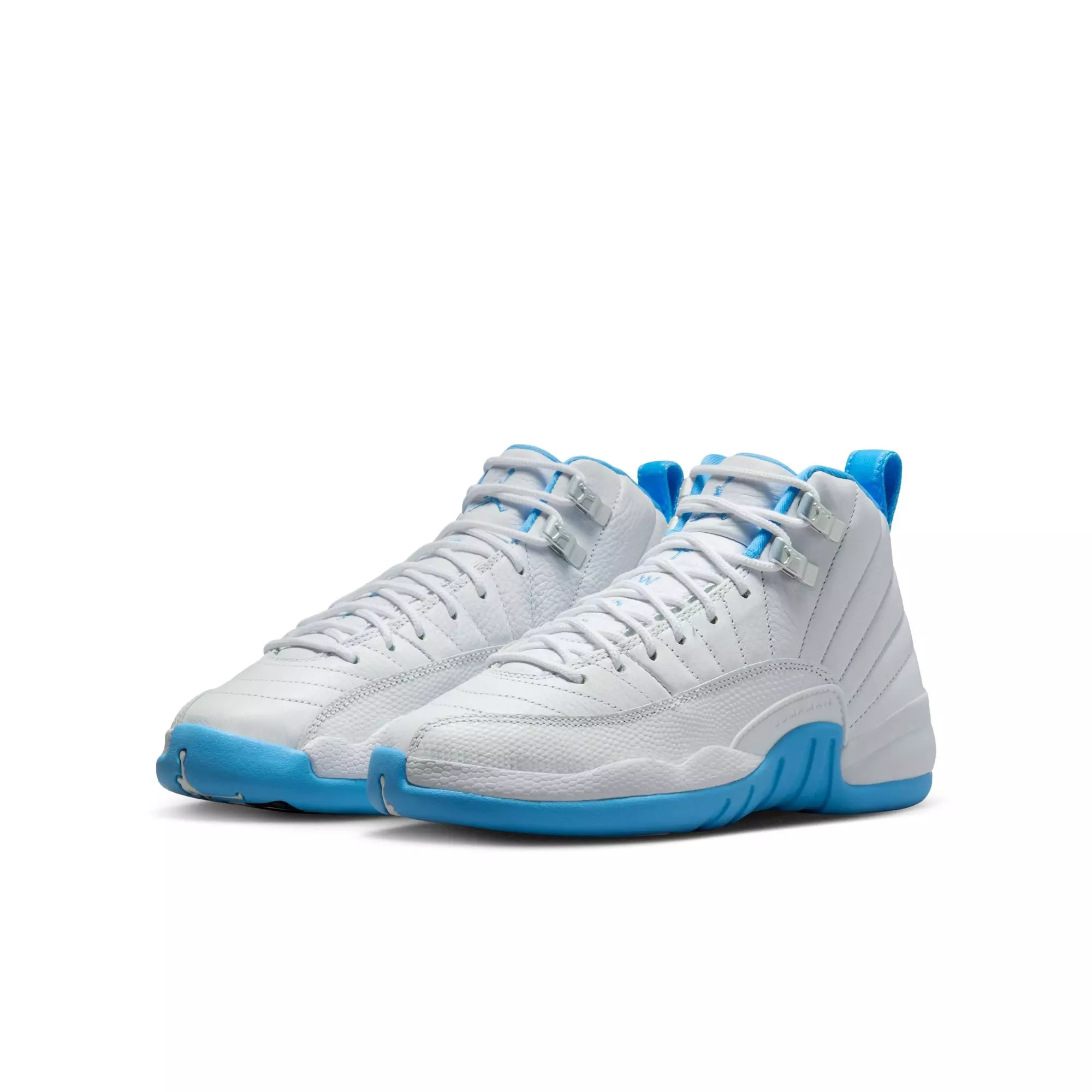 Jordan 12 Retro "White and University Blue" Grade School Kids' Shoe - WHITE/BLUE