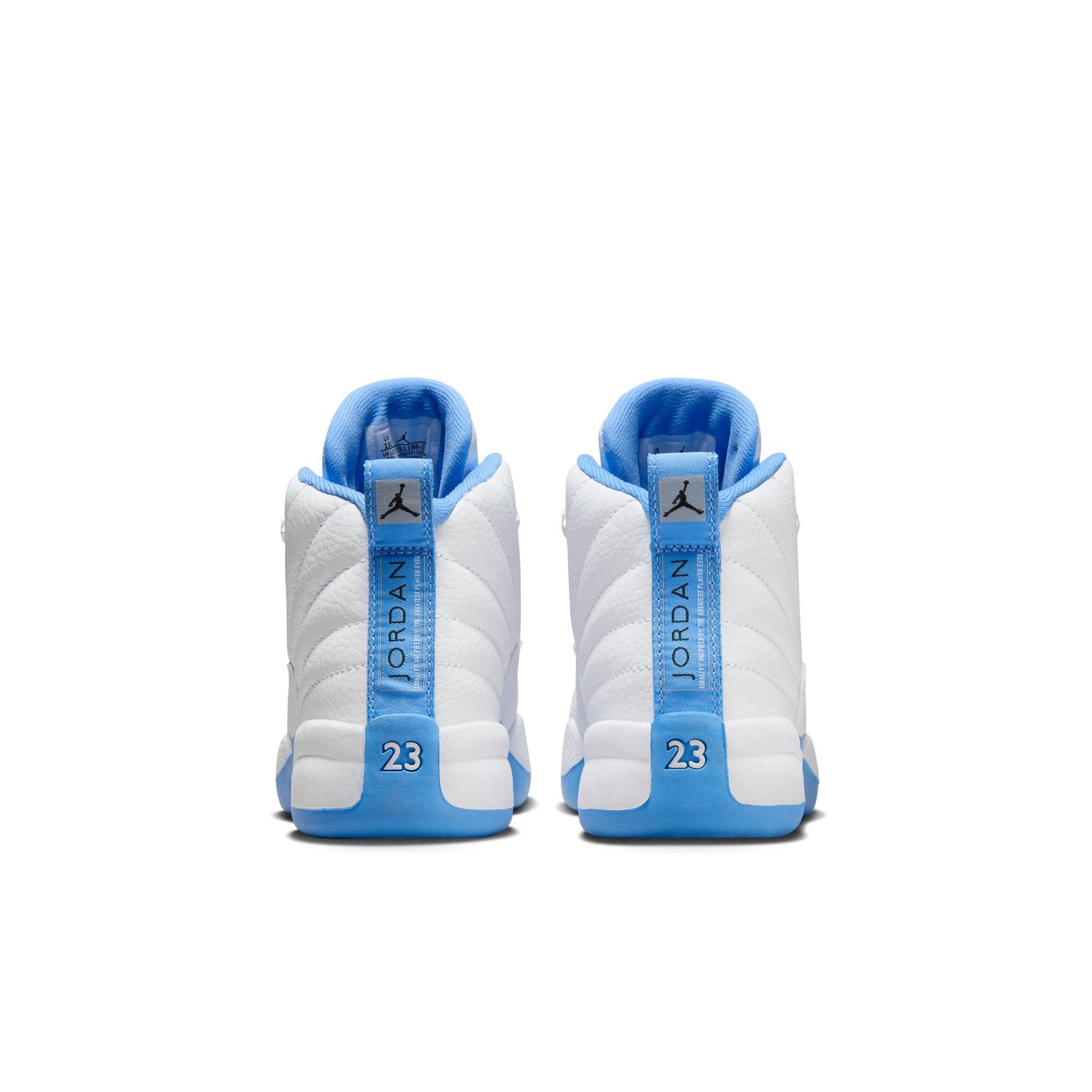 Jordan 12 Retro "White and University Blue" Preschool Kids' Shoe