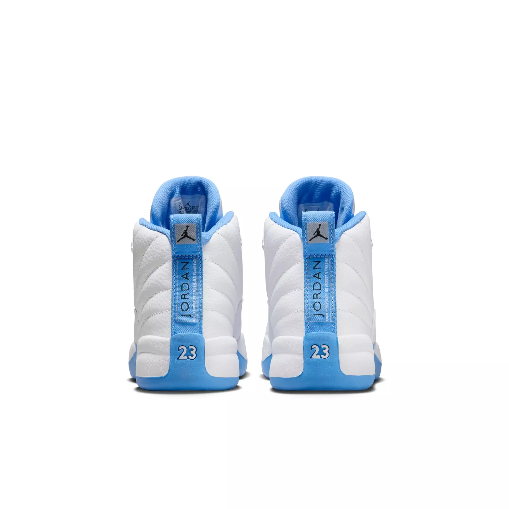 Jordan 12 Retro "White and University Blue" Preschool Kids' Shoe - WHITE/UNIVERSITY BLUE/METALLIC SILVER
