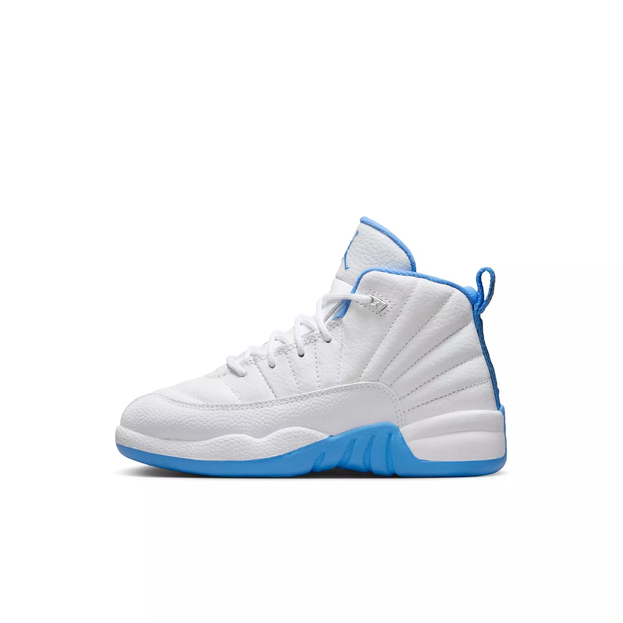 Jordan 12 Retro "White and University Blue" Preschool Kids' Shoe - WHITE/UNIVERSITY BLUE/METALLIC SILVER