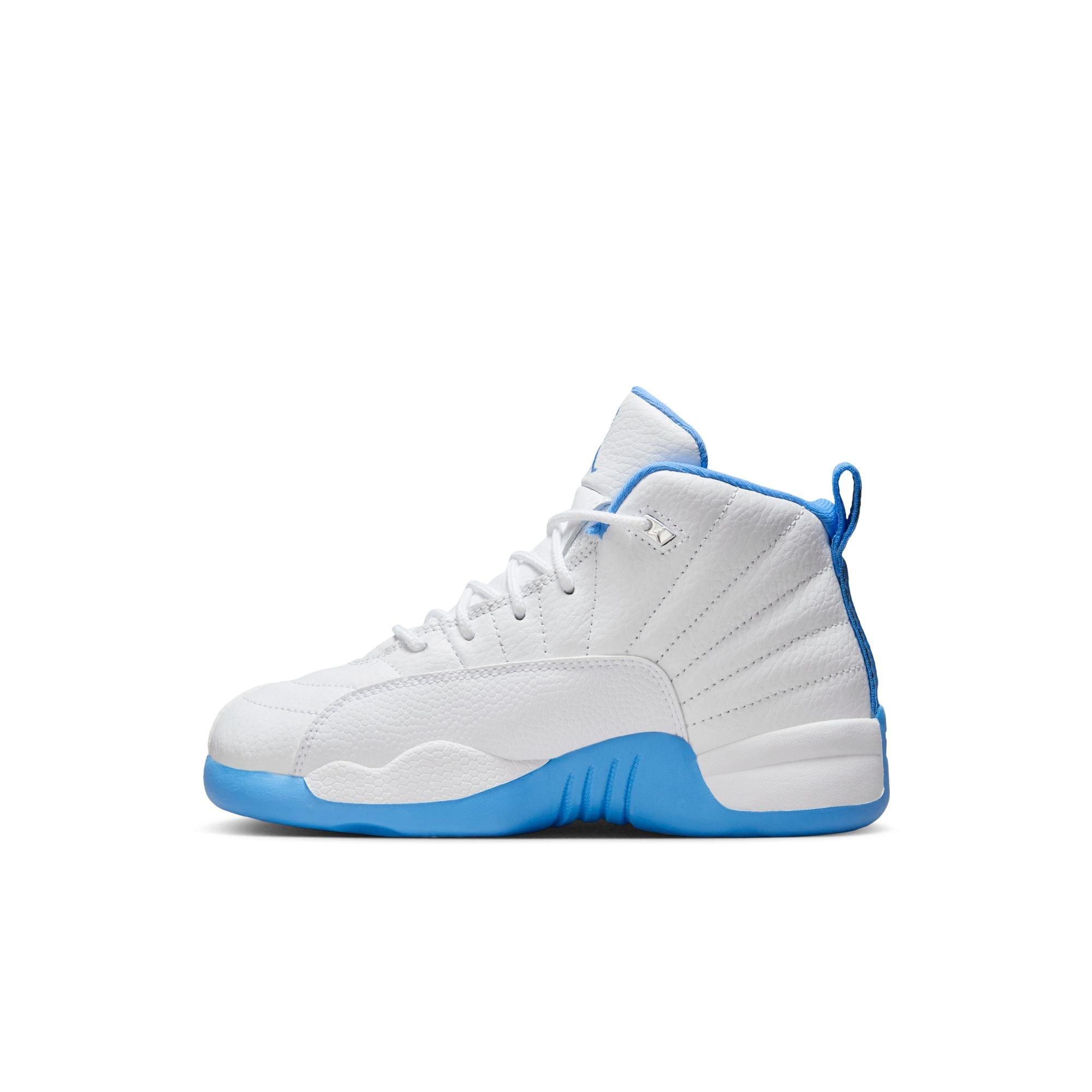 Jordan 12 Retro "White and University Blue" Preschool Kids' Shoe