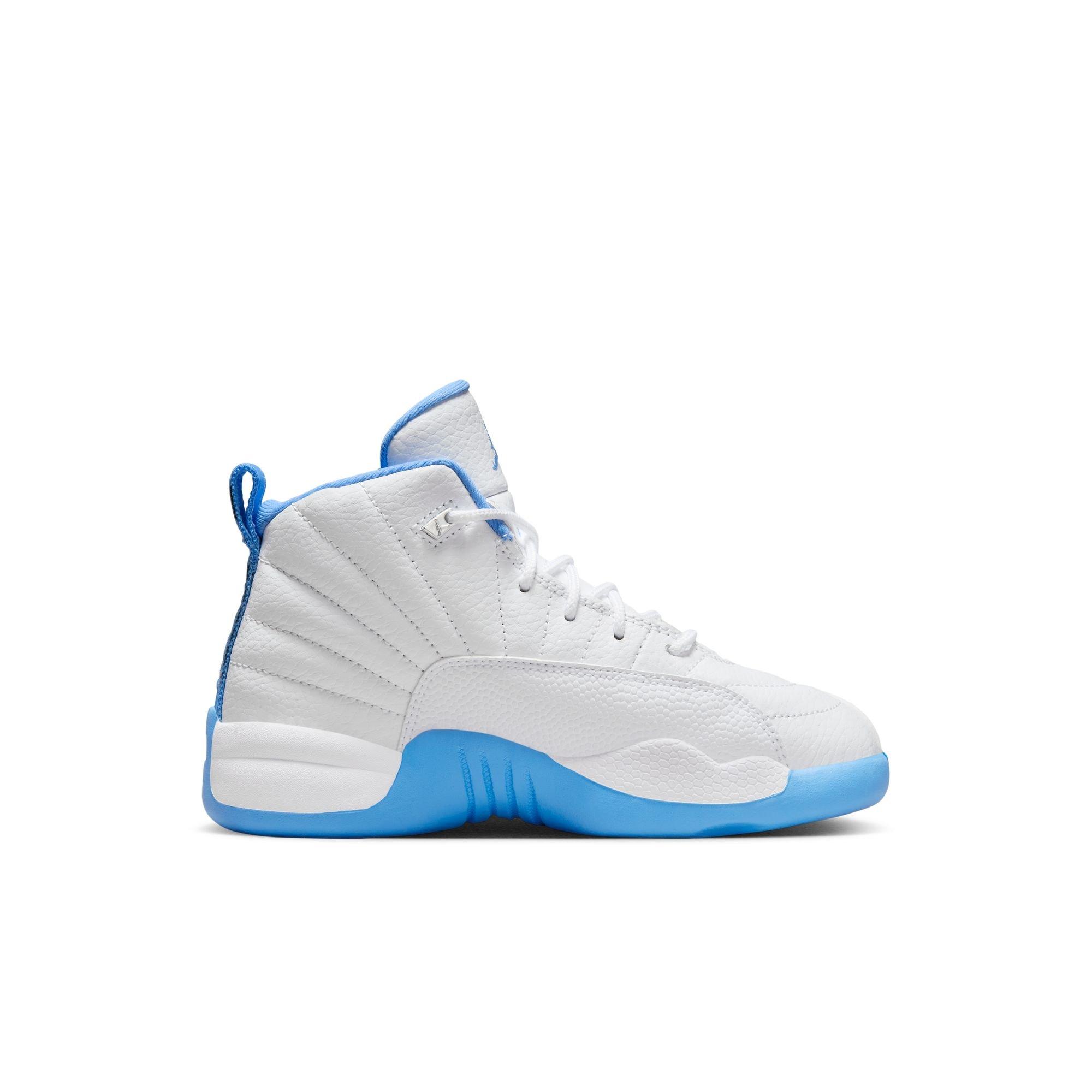 Jordan 12 Retro "White and University Blue" Preschool Kids' Shoe