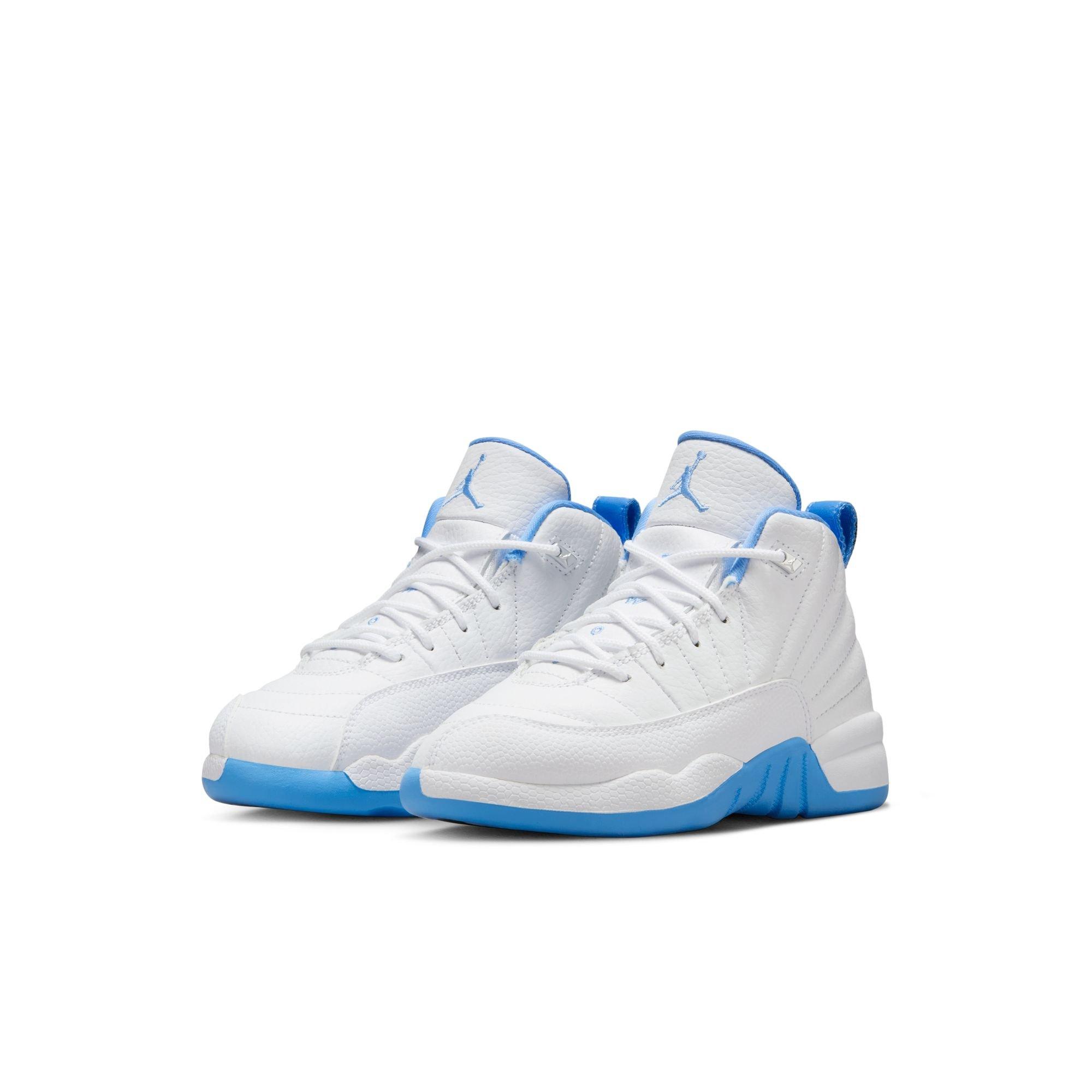 Jordan 12 Retro "White and University Blue" Preschool Kids' Shoe