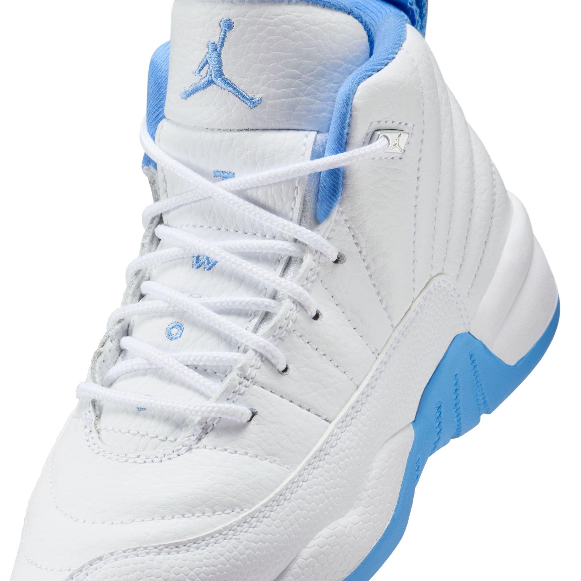 Jordan 12 Retro "White and University Blue" Preschool Kids' Shoe