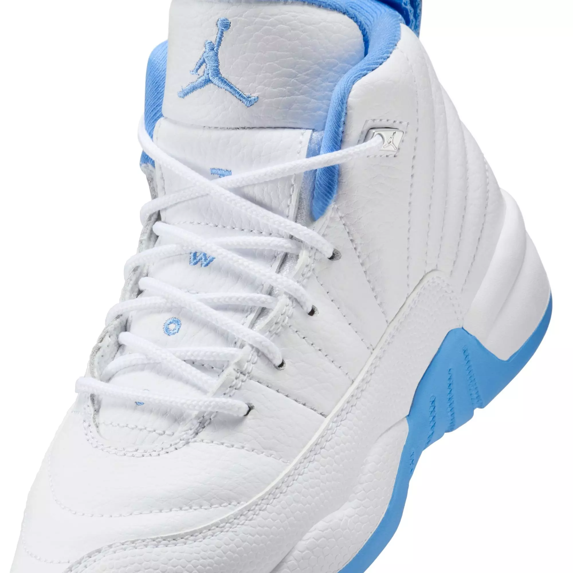 Jordan 12 Retro "White and University Blue" Preschool Kids' Shoe - WHITE/UNIVERSITY BLUE/METALLIC SILVER