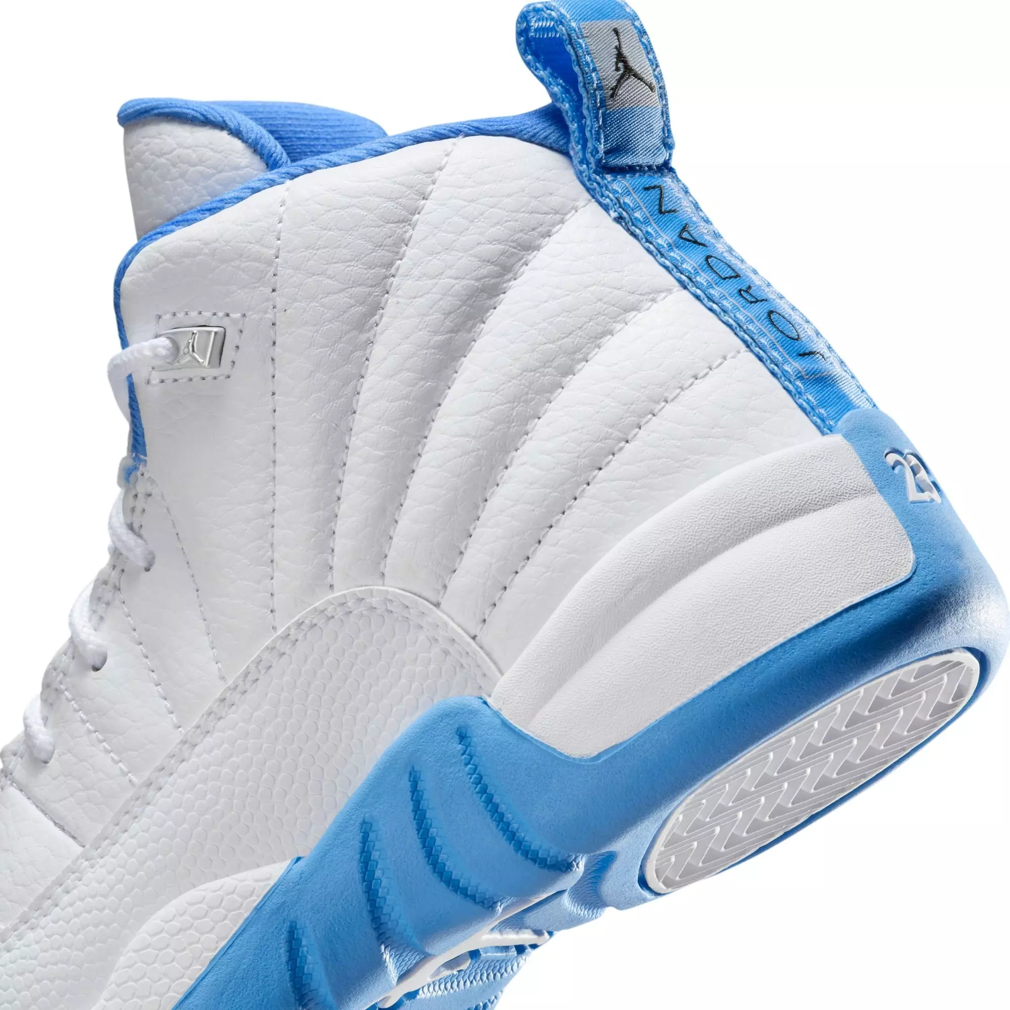 Jordan 12 Retro "White and University Blue" Preschool Kids' Shoe - WHITE/UNIVERSITY BLUE/METALLIC SILVER
