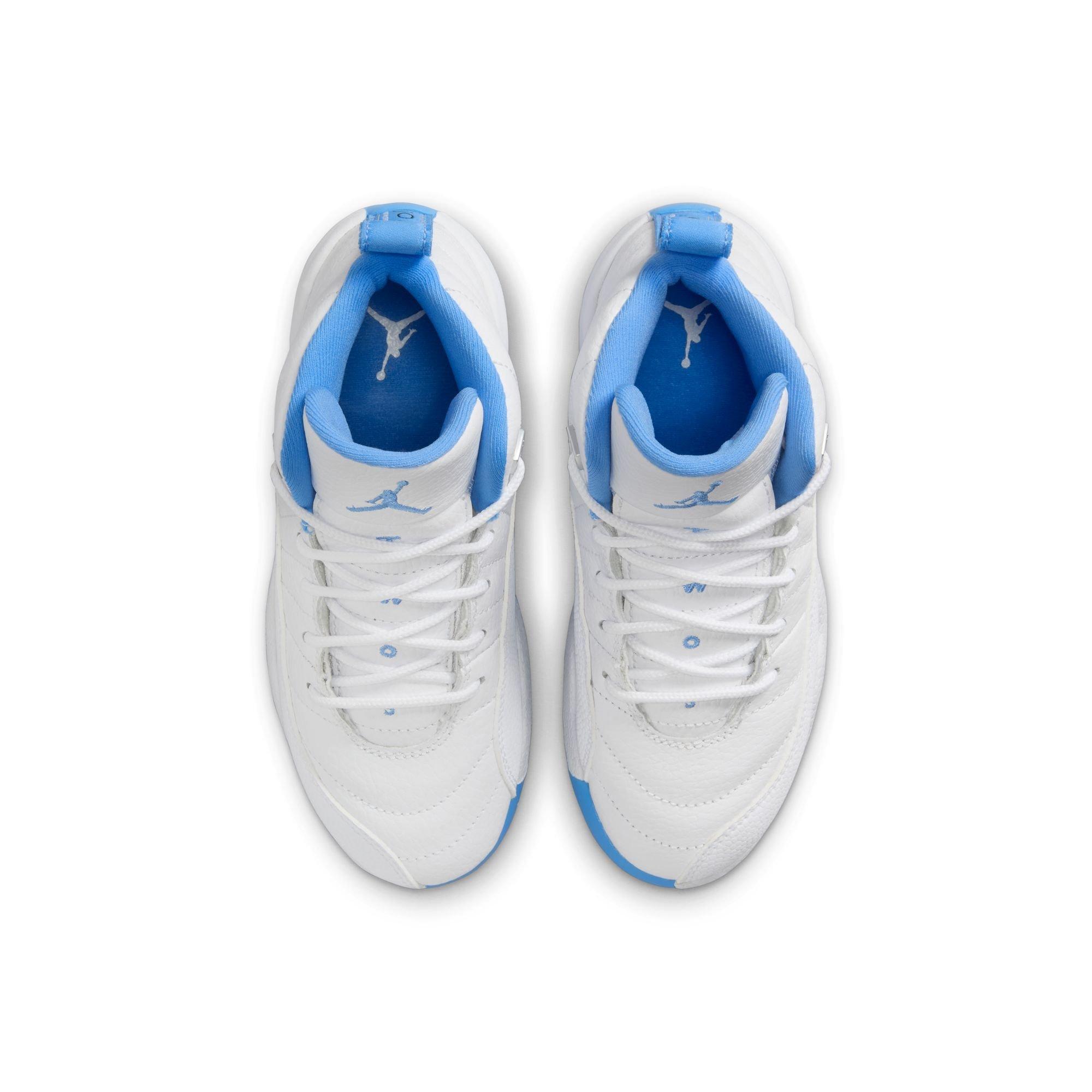 Jordan 12 Retro "White and University Blue" Preschool Kids' Shoe