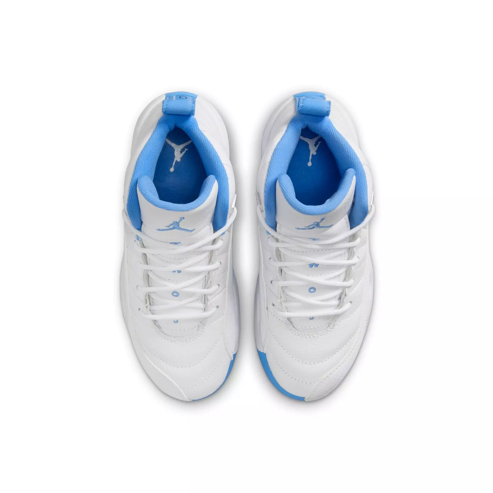 Jordan 12 Retro "White and University Blue" Preschool Kids' Shoe - WHITE/UNIVERSITY BLUE/METALLIC SILVER