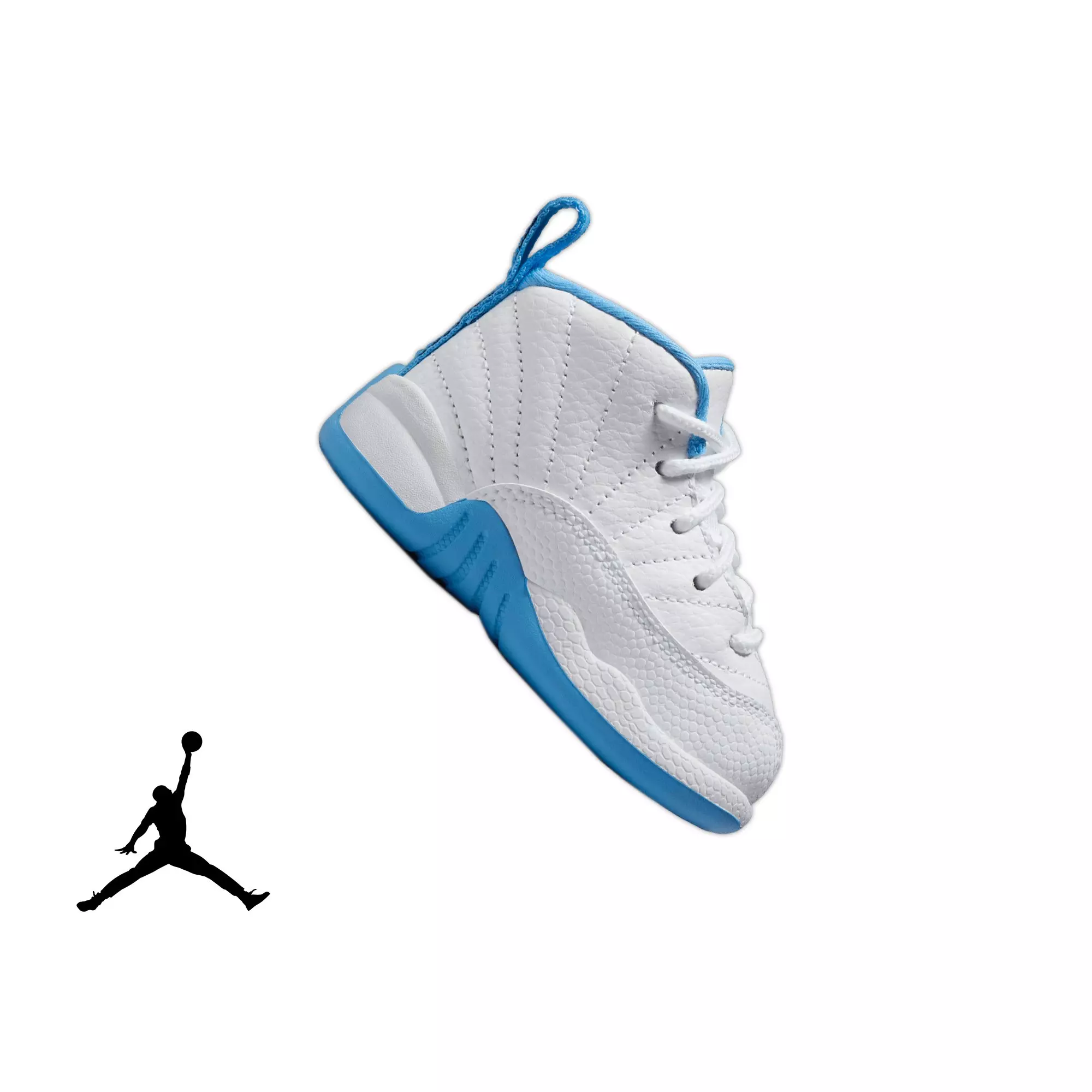 Jordan 12 Retro "White and University Blue" Toddler Kids' Shoe - WHITE/UNIVERSITY BLUE/METALLIC SILVER