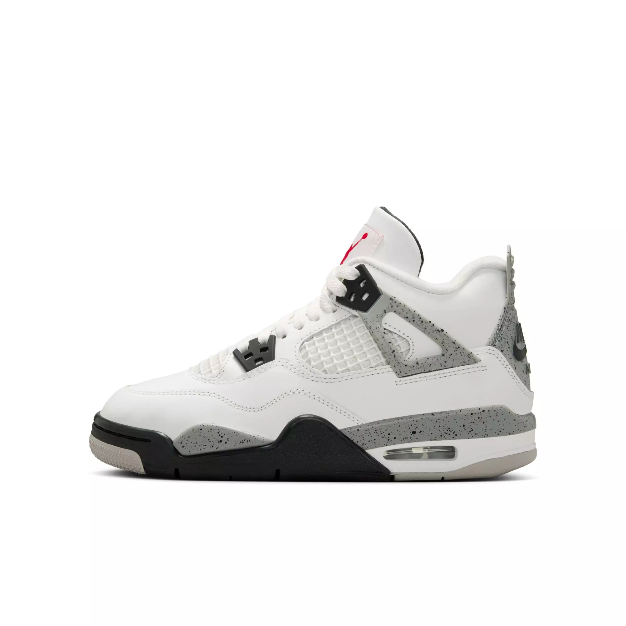 Jordan 4 Retro "White Cement" Grade School Kids' Shoe - SUMMIT WHITE/FIRE RED/CEMENT GREY