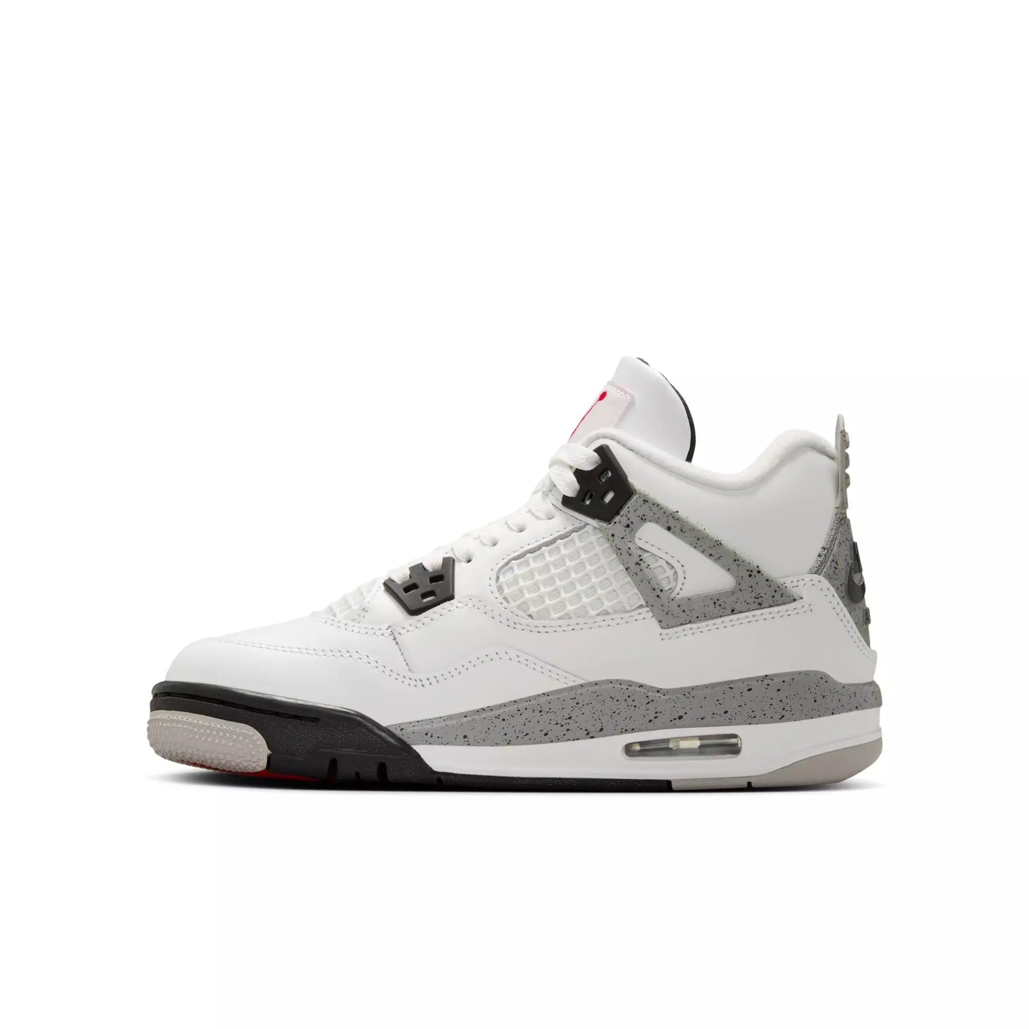 Jordan 4 Retro "White Cement" Grade School Kids' Shoe - SUMMIT WHITE/FIRE RED/CEMENT GREY