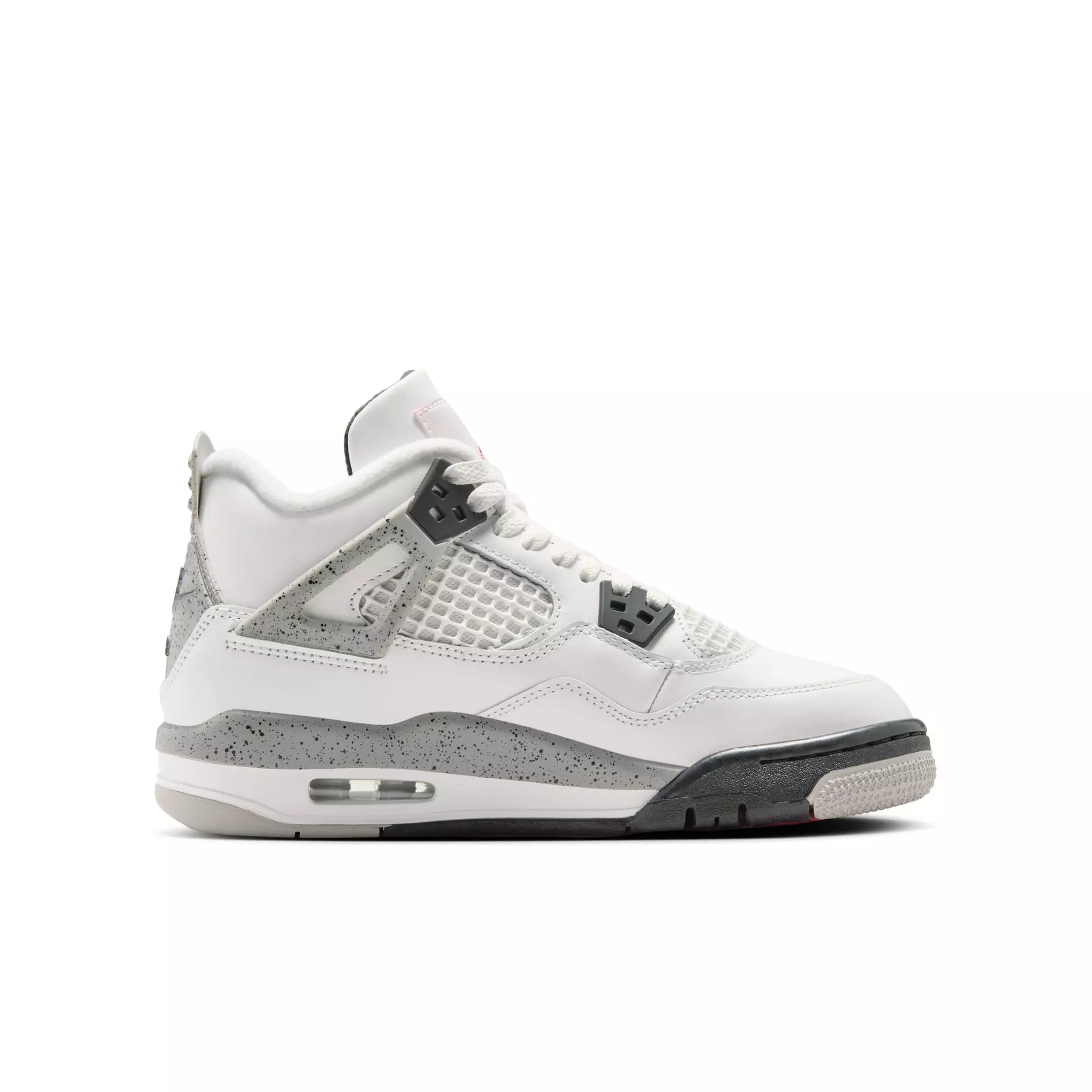 Jordan 4 Retro "White Cement" Grade School Kids' Shoe - SUMMIT WHITE/FIRE RED/CEMENT GREY