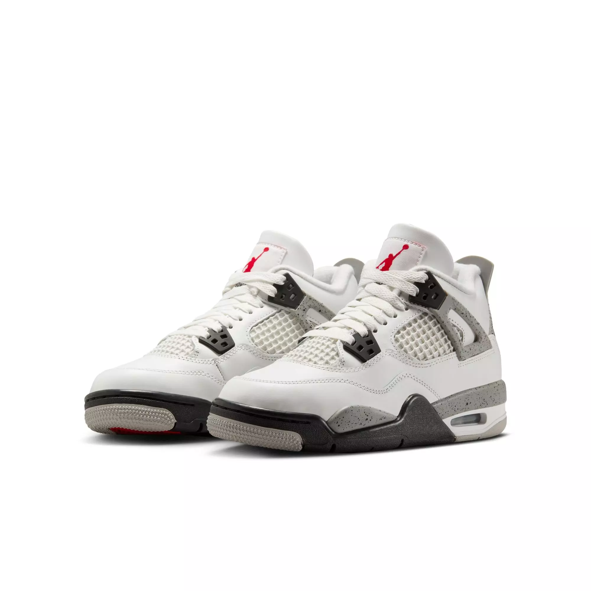 Jordan 4 Retro "White Cement" Grade School Kids' Shoe - SUMMIT WHITE/FIRE RED/CEMENT GREY