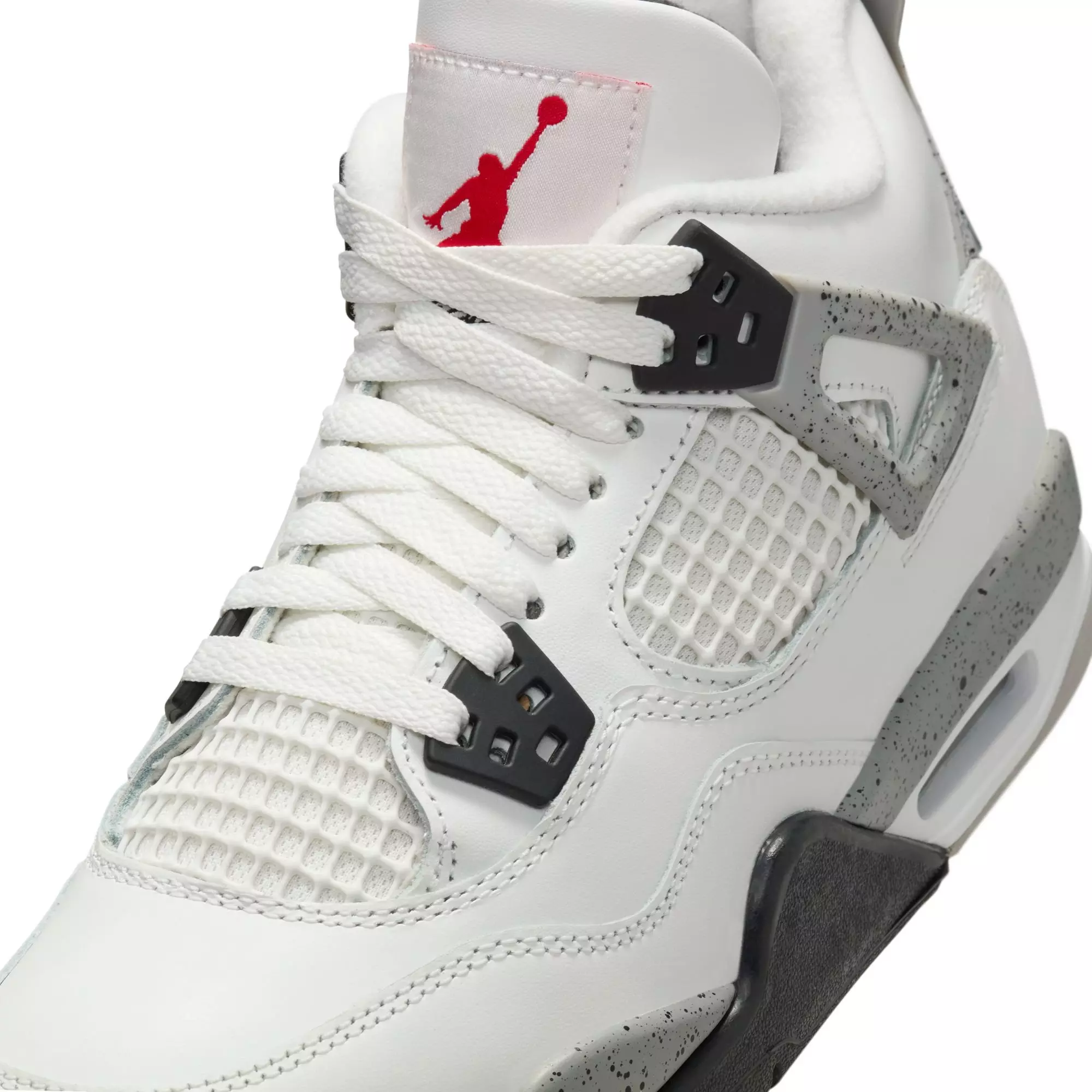 Jordan 4 Retro "White Cement" Grade School Kids' Shoe - SUMMIT WHITE/FIRE RED/CEMENT GREY