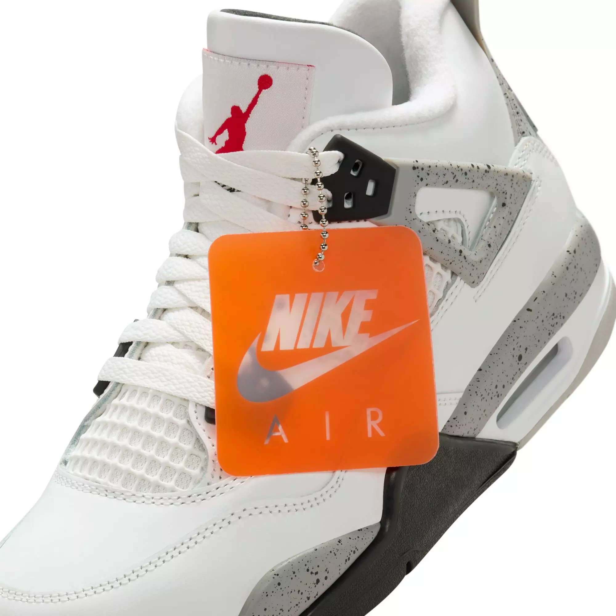 Jordan 4 Retro "White Cement" Grade School Kids' Shoe - SUMMIT WHITE/FIRE RED/CEMENT GREY