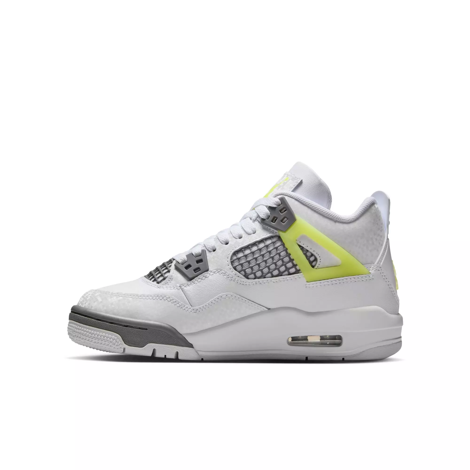 Jordan 4 Retro "Light Lemon Twist" Grade School Kids' Shoe - WHITE/LEMON TWIST/GRAPHITE