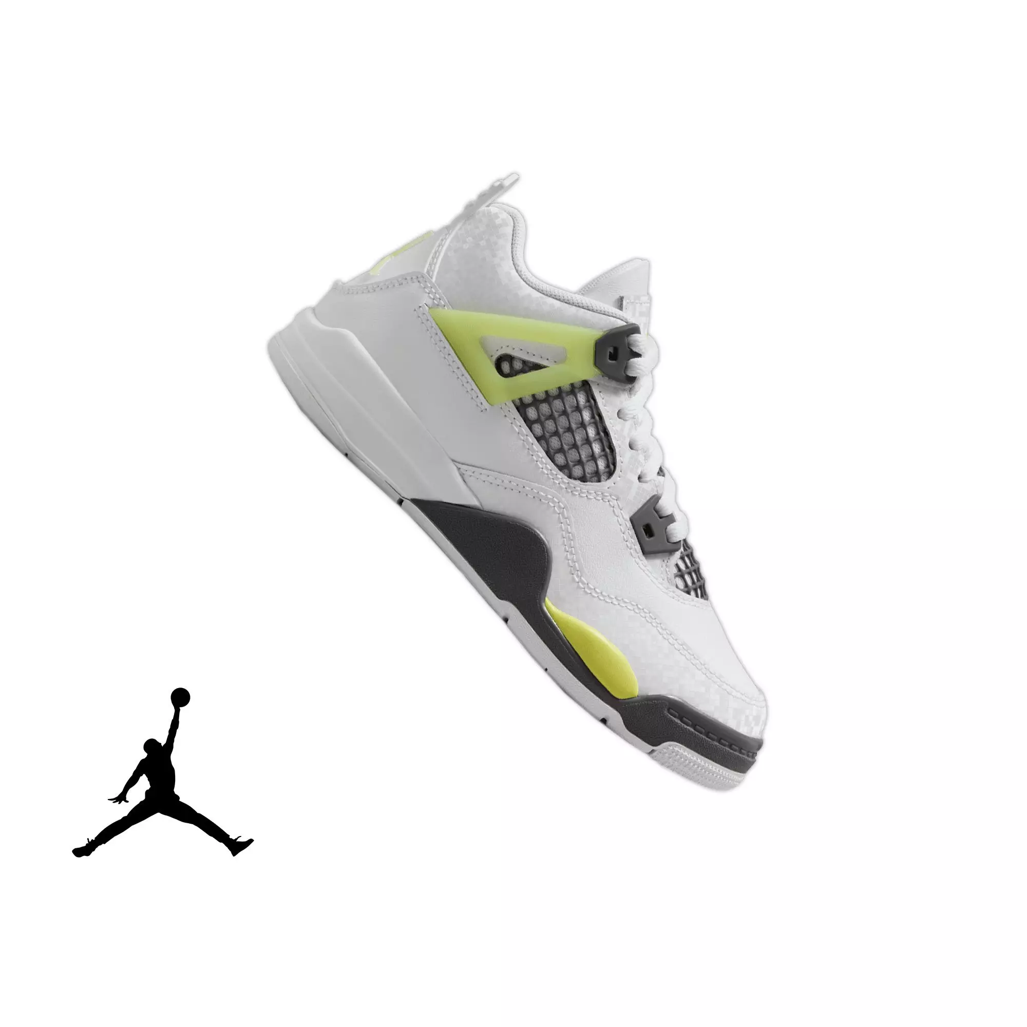 Jordan 4 Retro "Light Lemon Twist" Preschool Kids' Shoe - WHITE/LEMON TWIST/GRAPHITE