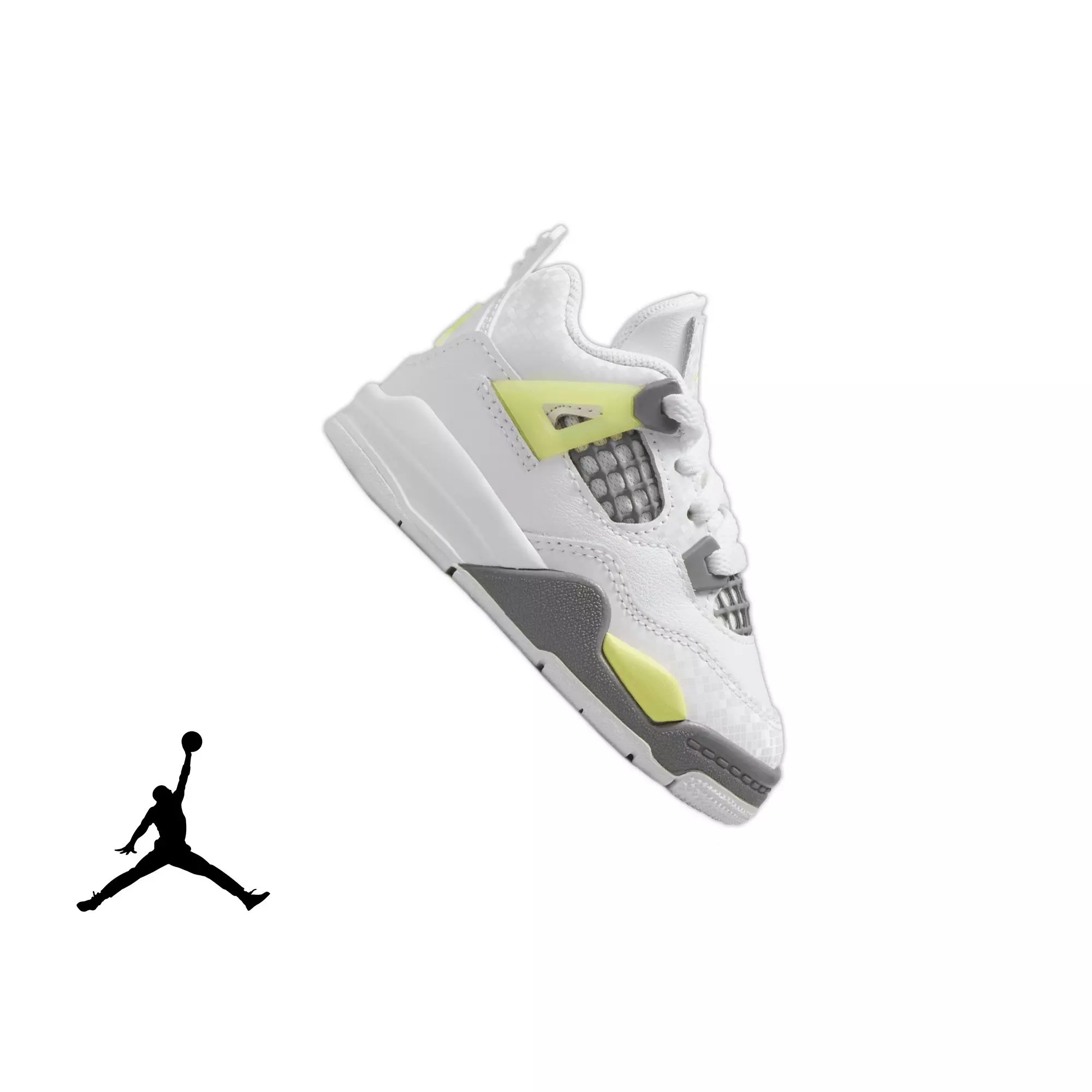 Jordan 4 Retro "Light Lemon Twist" Toddler Kids' Shoe - WHITE/GREEN