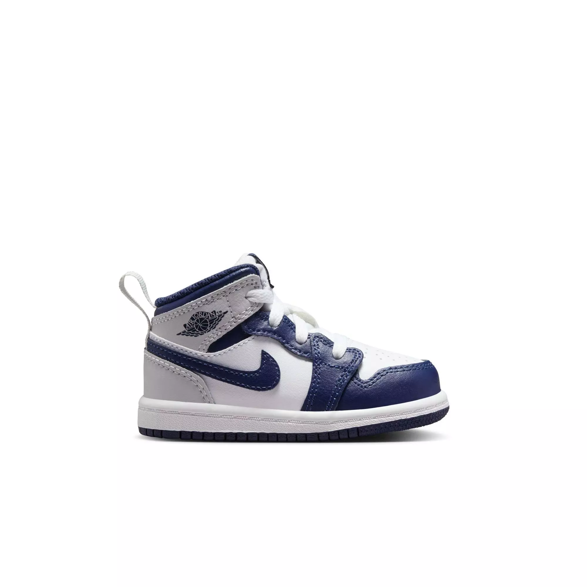 Jordan 1 Mid "White/Midnight Navy/Neutral Grey" Toddler Boys' Shoe - NAVY/GREY/WHITE