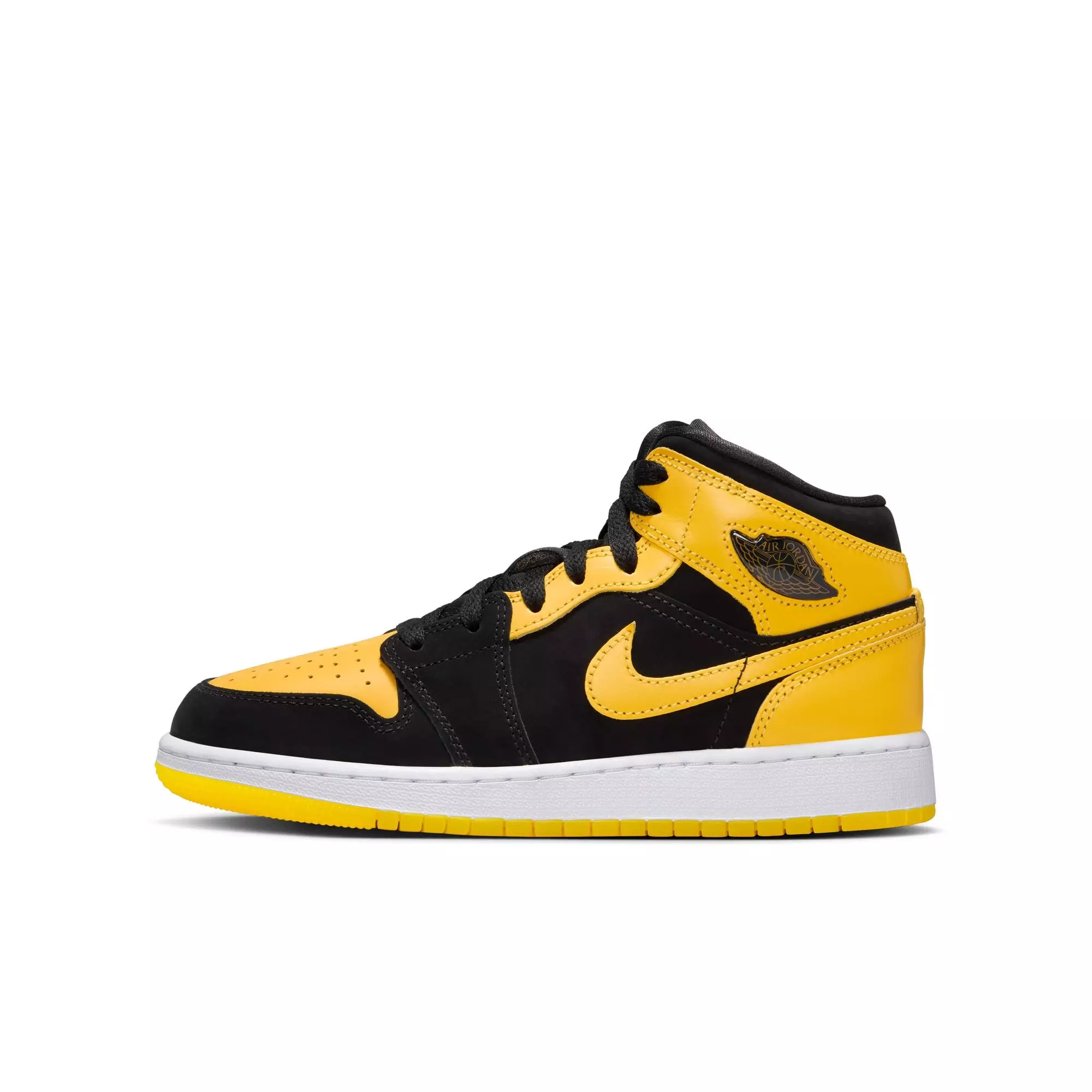 Jordan 1 Mid SE "Black/Varsity Maize/White" Grade School Boys' Shoe - YELLOW/BLACK