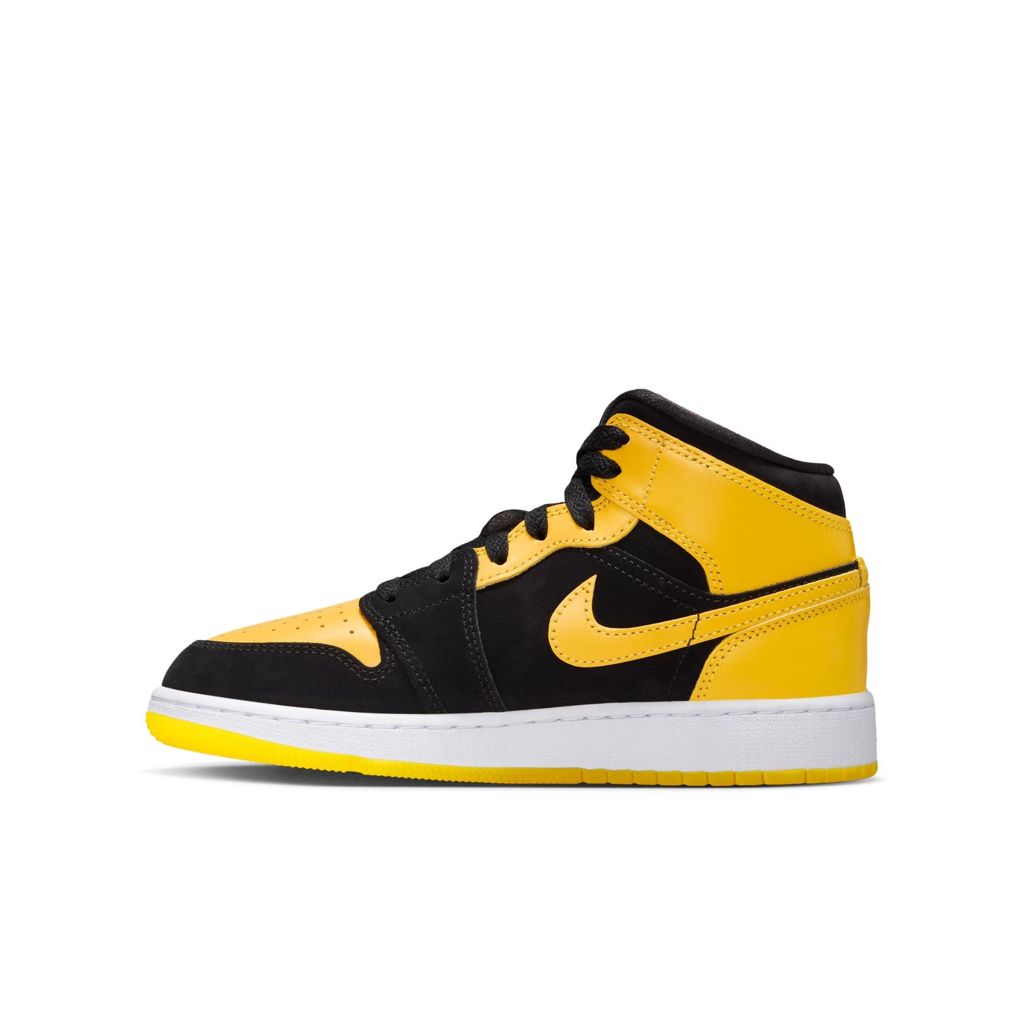 Jordan 1 Mid SE Grade School Boys' "Black/Varsity Maize/White" Shoe