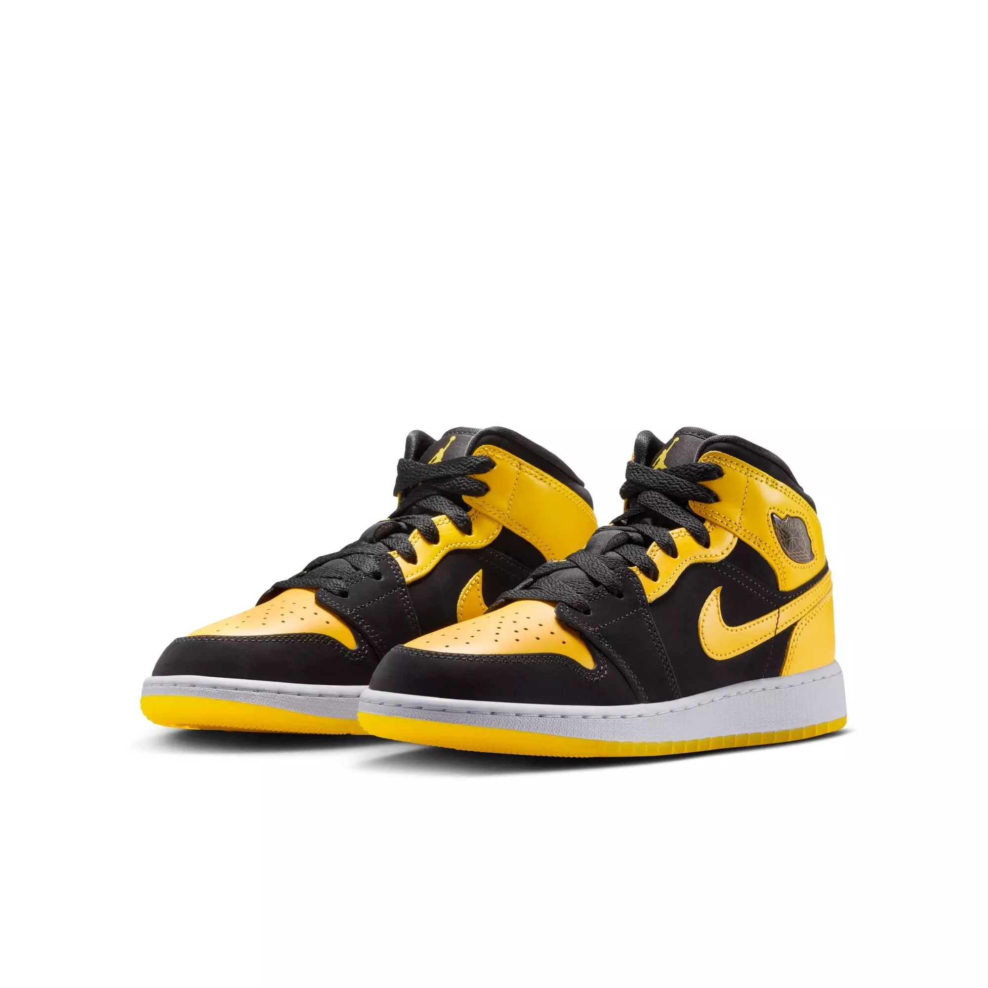 Jordan 1 Mid SE "Black/Varsity Maize/White" Grade School Boys' Shoe - YELLOW/BLACK
