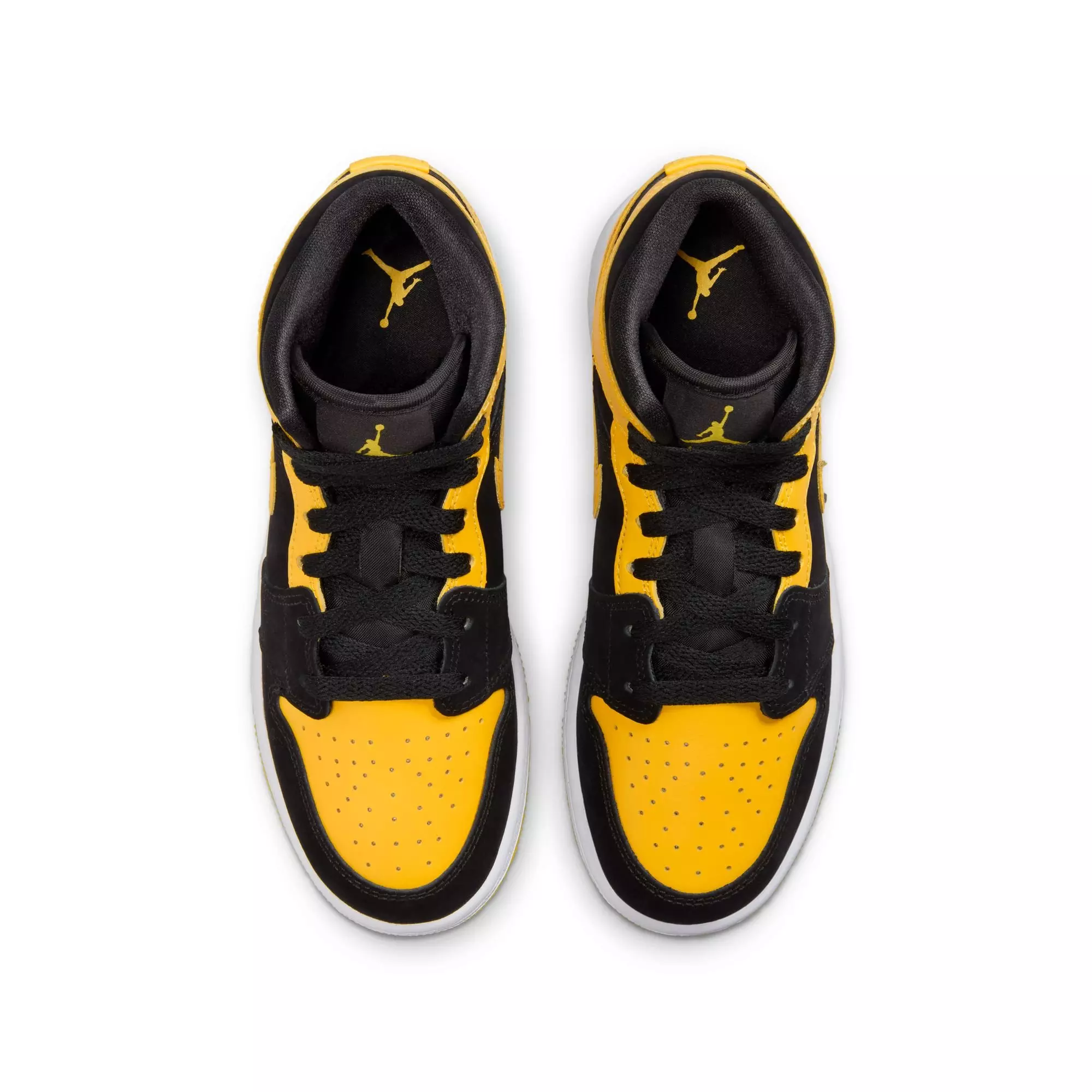 Jordan 1 Mid SE "Black/Varsity Maize/White" Grade School Boys' Shoe - YELLOW/BLACK
