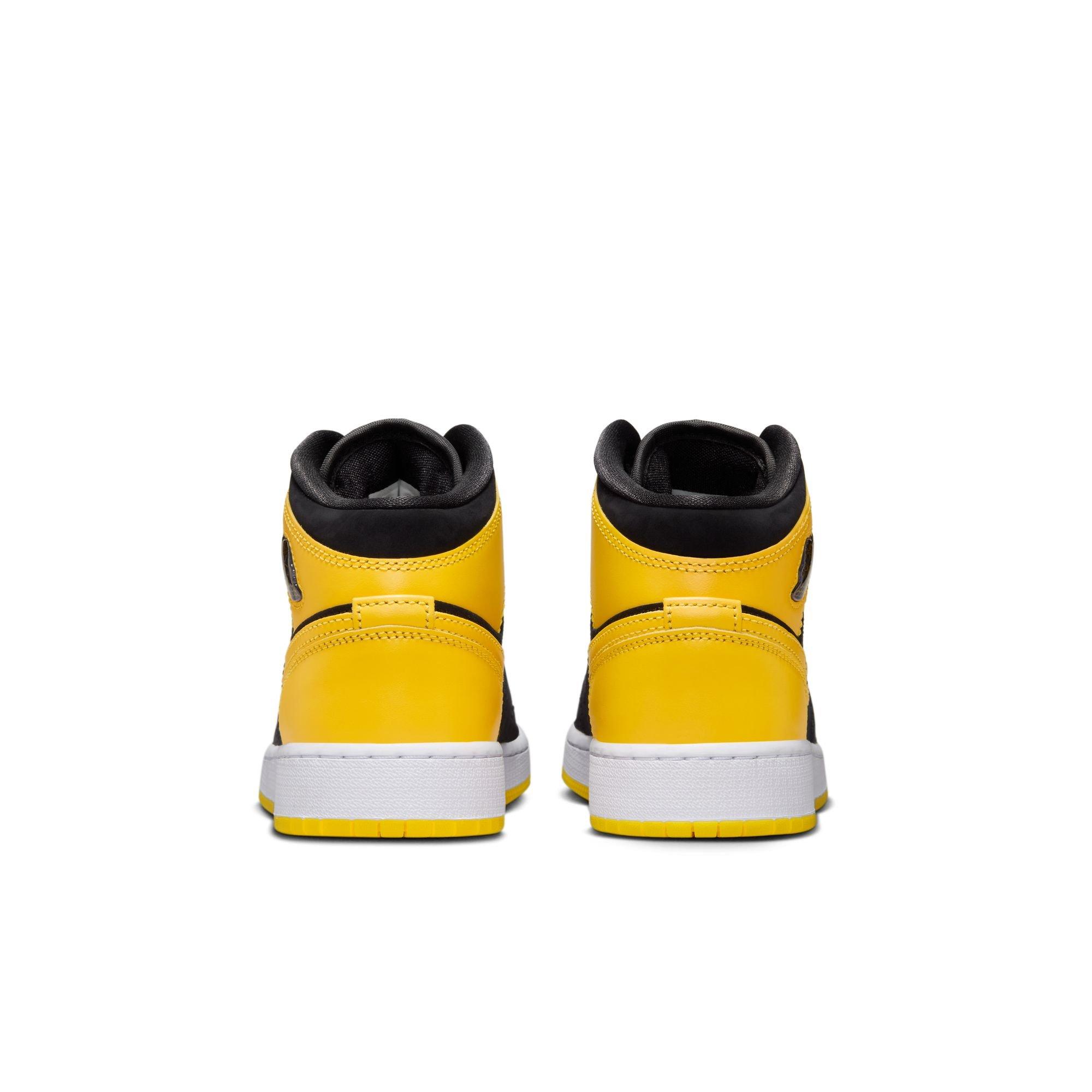 Jordan 1 Mid SE Grade School Boys' "Black/Varsity Maize/White" Shoe