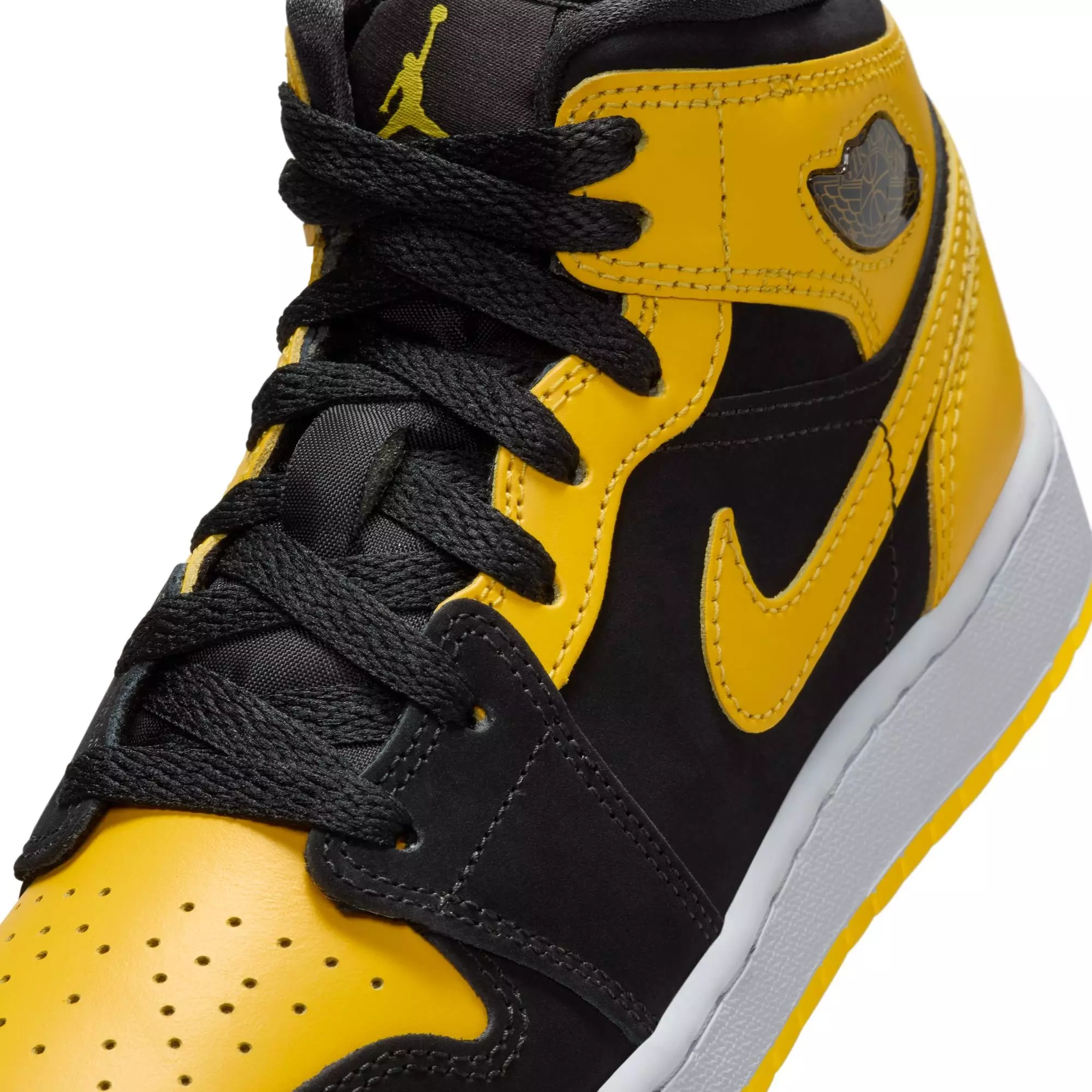 Jordan 1 Mid SE "Black/Varsity Maize/White" Grade School Boys' Shoe - YELLOW/BLACK