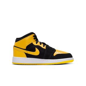 Jordan 1 Mid SE "Black/Varsity Maize/White" Grade School Boys' Shoe