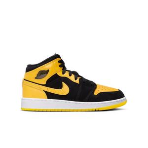Jordan 1 Mid SE "Black/Varsity Maize/White" Grade School Boys' Shoe