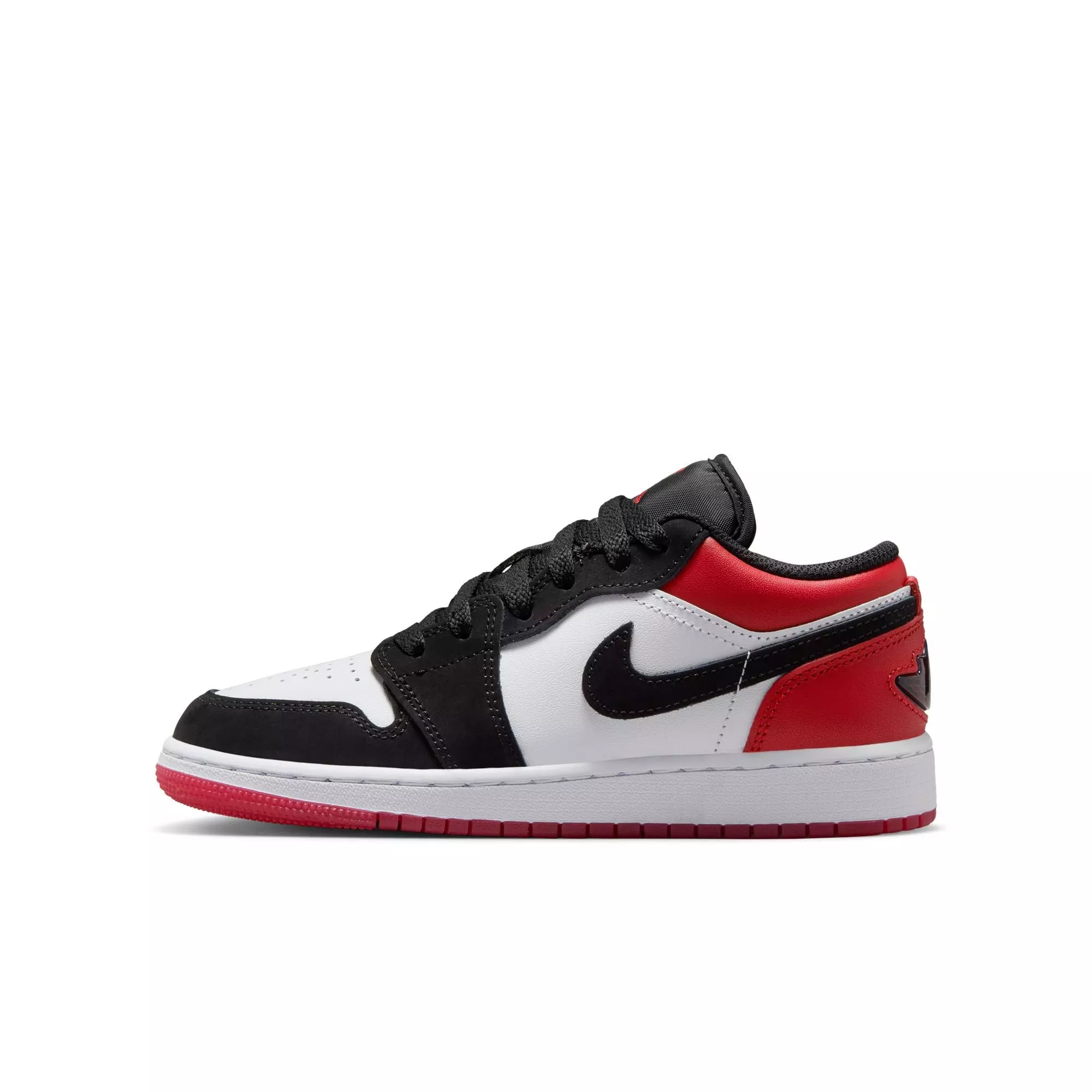 Jordan 1 Low SE "White/Black/Varsity Red" Grade School Boys' Shoe - BLACK/WHITE/RED