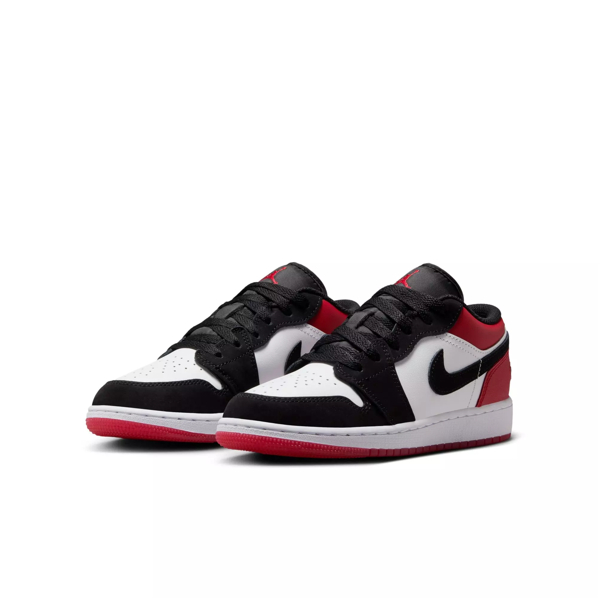 Jordan 1 Low SE "White/Black/Varsity Red" Grade School Boys' Shoe - BLACK/WHITE/RED
