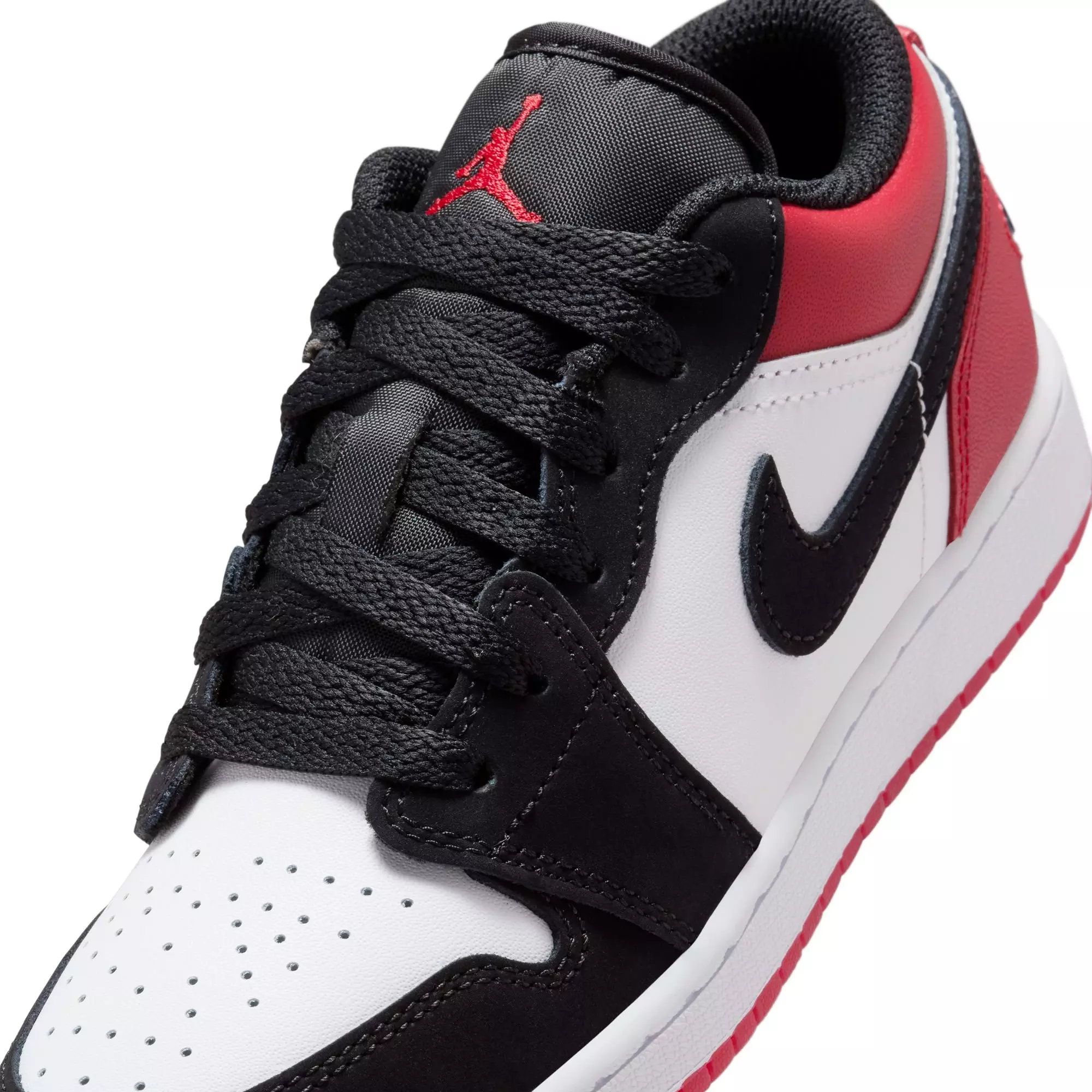 Jordan 1 Low SE "White/Black/Varsity Red" Grade School Boys' Shoe - BLACK/WHITE/RED