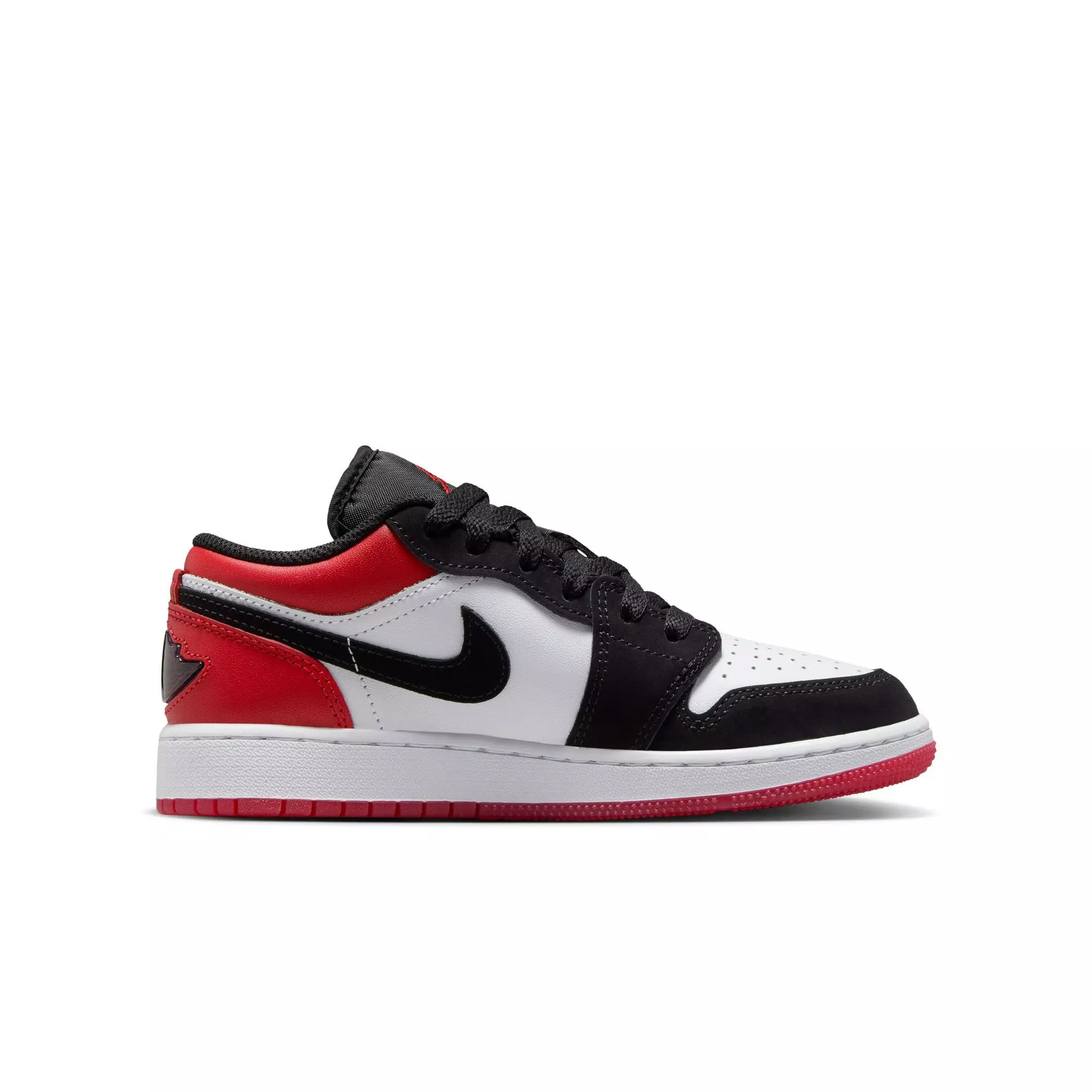 Jordan 1 Low SE "White/Black/Varsity Red" Grade School Boys' Shoe - BLACK/WHITE/RED