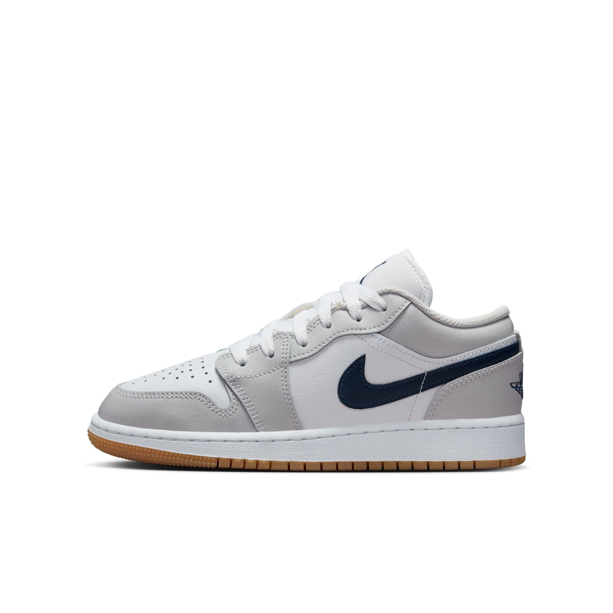 Jordan 1 Low Grade School Boys'&nbsp;"White/Midnight Navy/Neutral Grey"&nbsp;Shoe