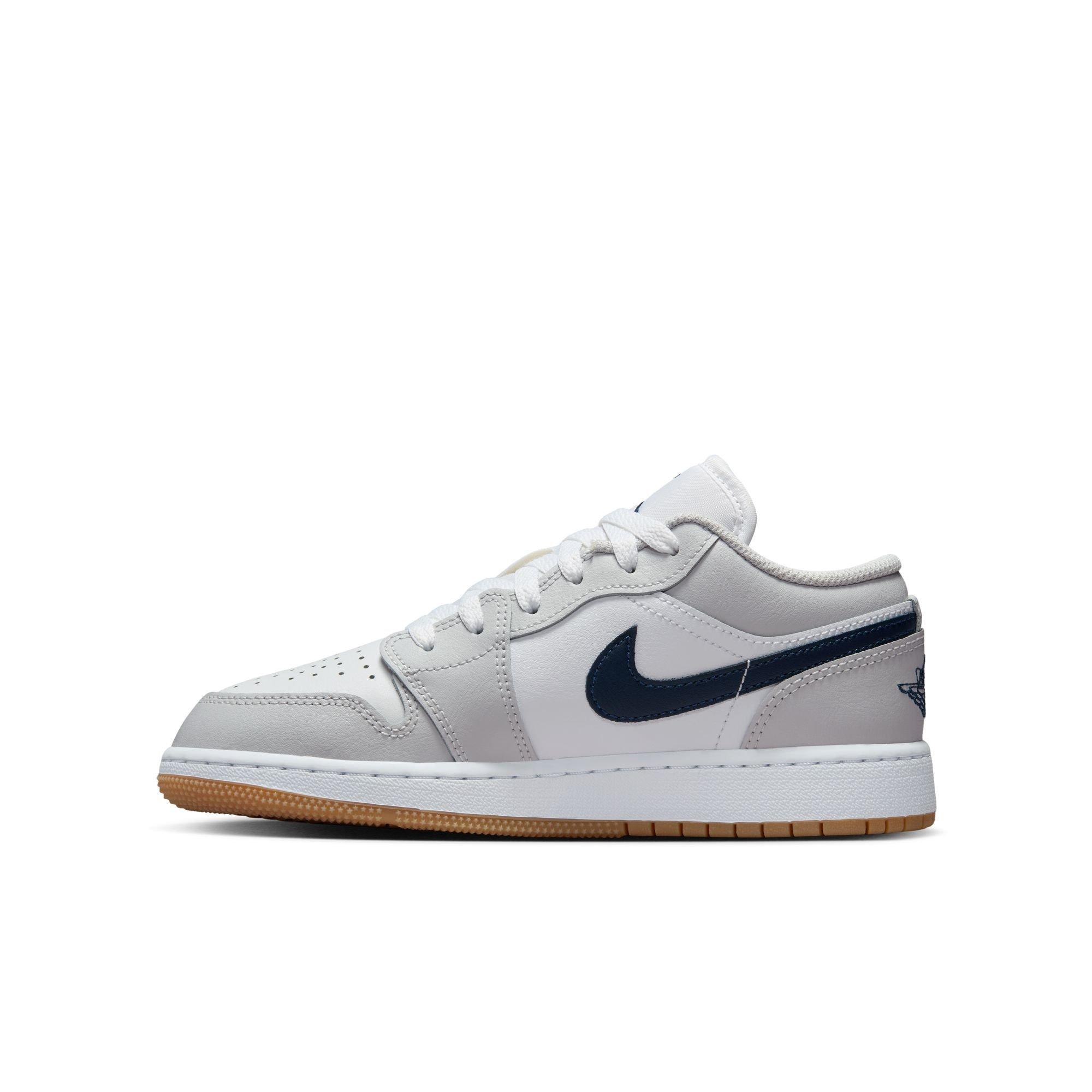 Jordan 1 Low Grade School Boys'&nbsp;"White/Midnight Navy/Neutral Grey"&nbsp;Shoe