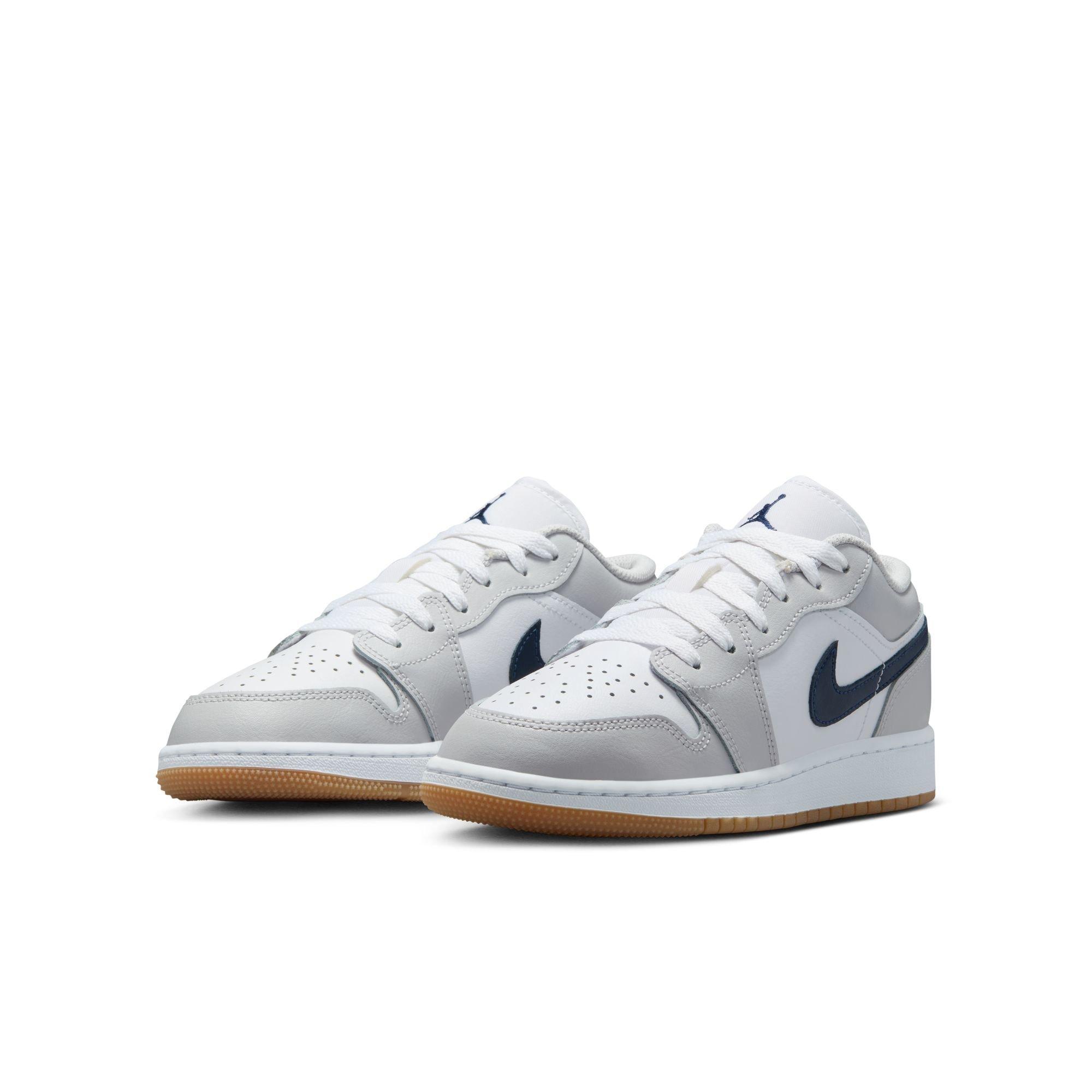 Jordan 1 Low Grade School Boys'&nbsp;"White/Midnight Navy/Neutral Grey"&nbsp;Shoe