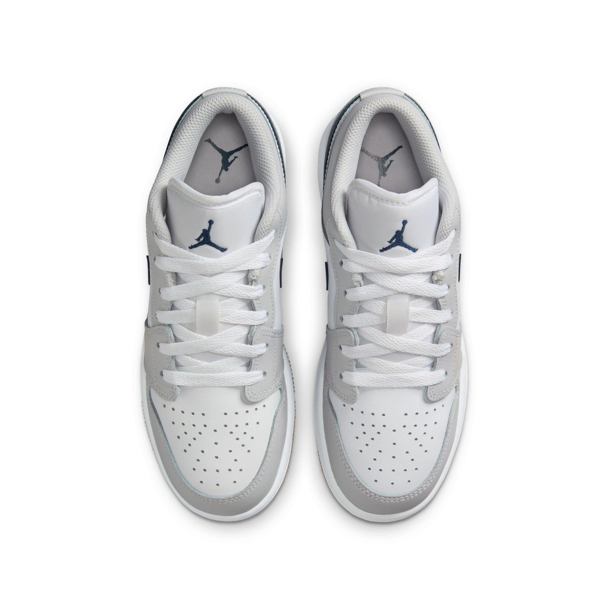 Jordan 1 Low Grade School Boys'&nbsp;"White/Midnight Navy/Neutral Grey"&nbsp;Shoe