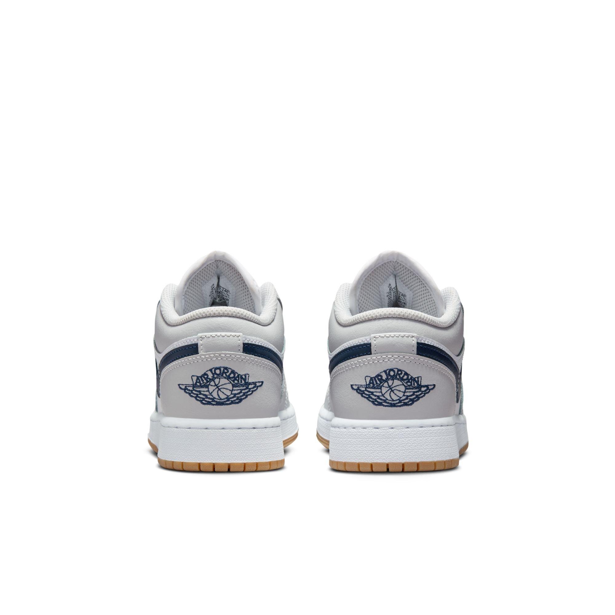Jordan 1 Low Grade School Boys'&nbsp;"White/Midnight Navy/Neutral Grey"&nbsp;Shoe