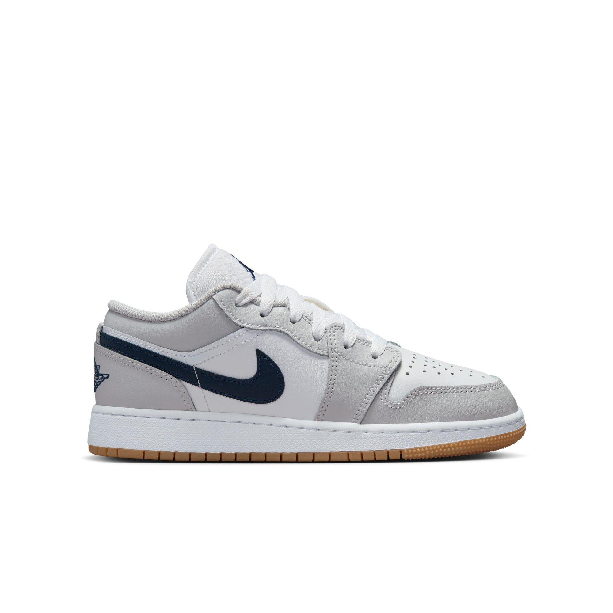 Jordan 1 Low "White/Midnight Navy/Neutral Grey" Grade School Boys' Shoe - GREY/NAVY
