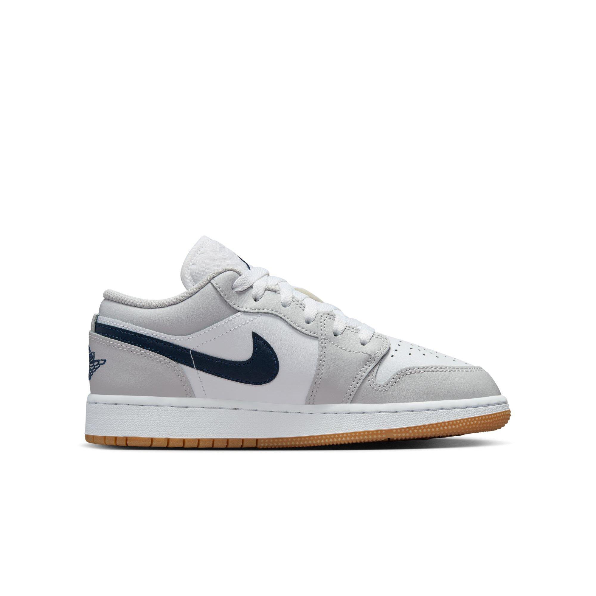 Jordan 1 Low Grade School Boys'&nbsp;"White/Midnight Navy/Neutral Grey"&nbsp;Shoe